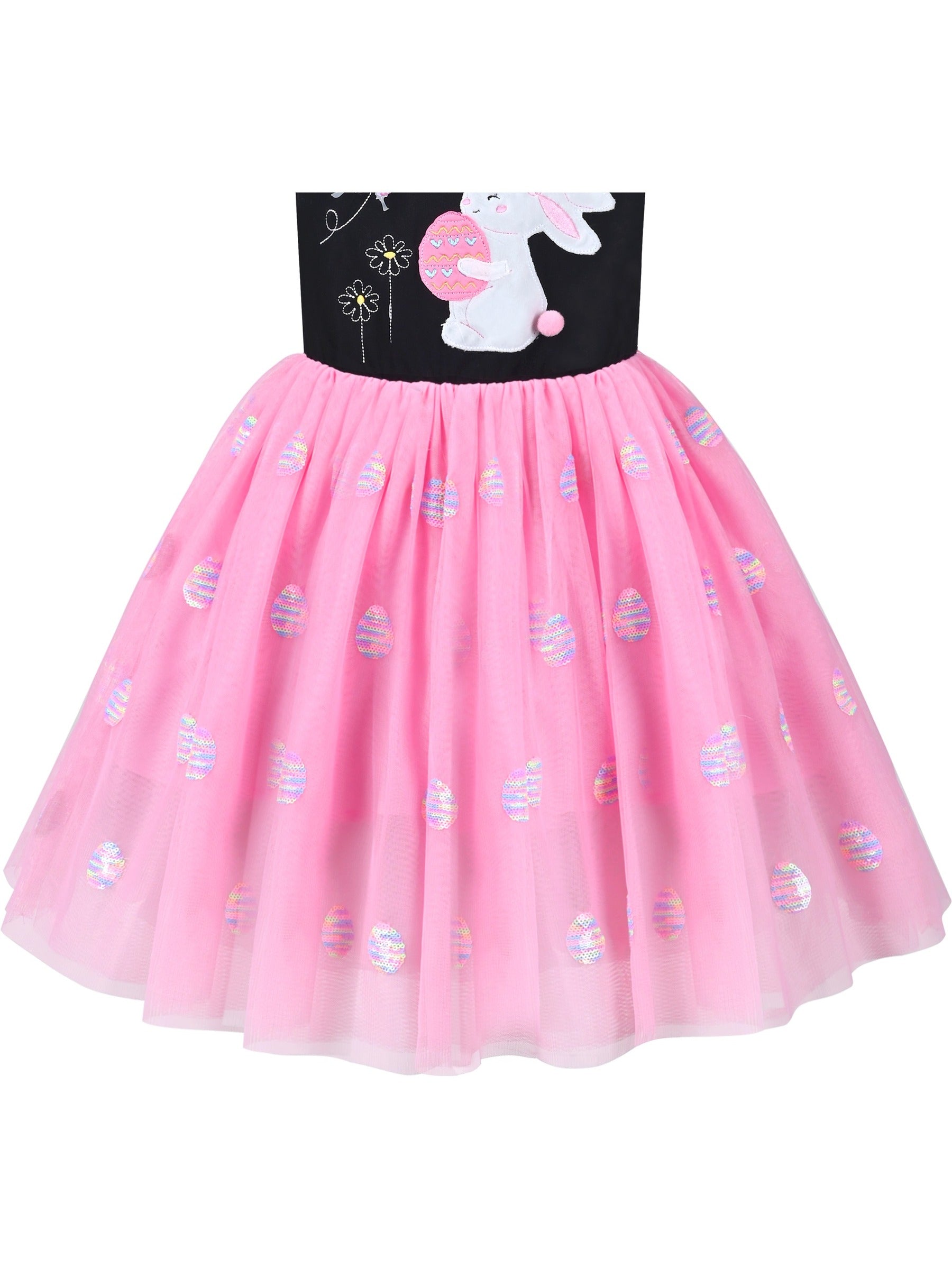 Girls Dress Sequin Stripe Ruffle Fairy Rainbow Colorful Long Sleeve Pink