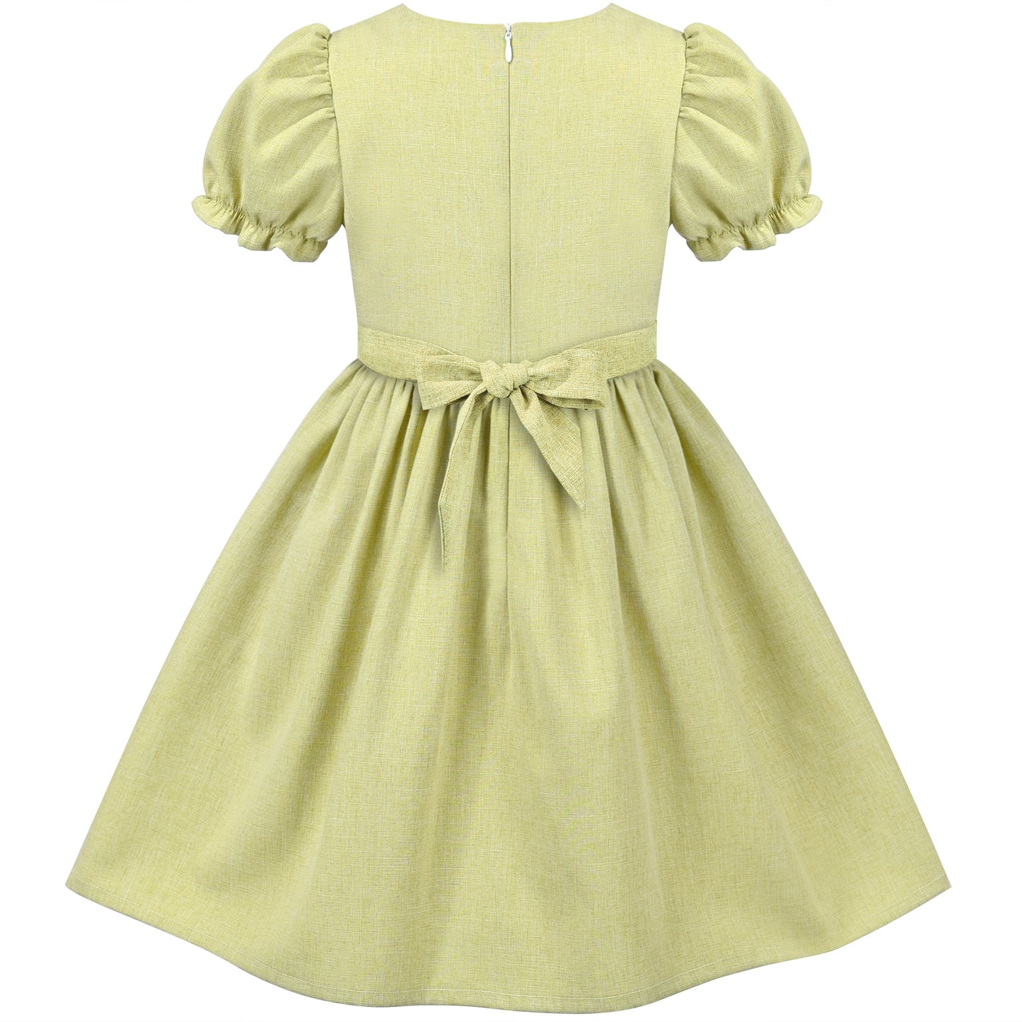 Girls Dress Purple Rainbow White Collar Short Sleeve Casual Birthday Green