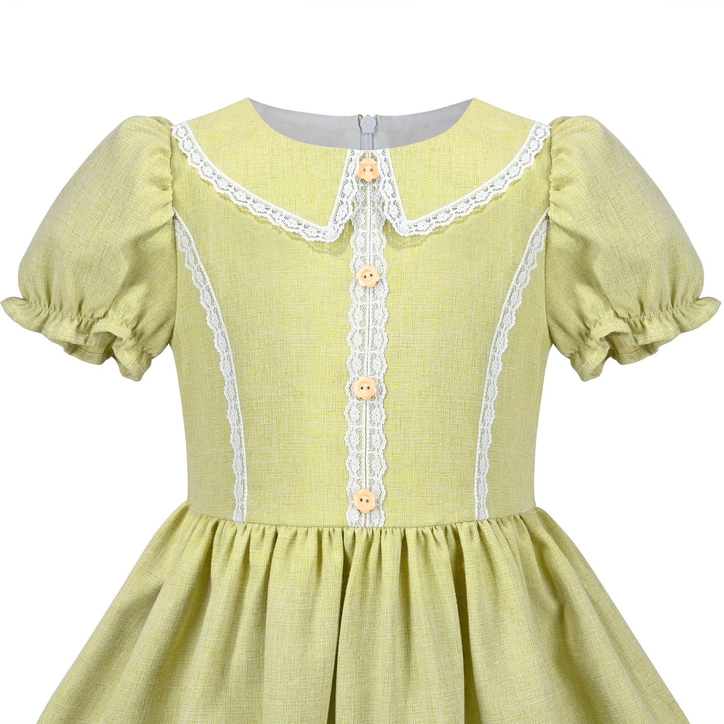 Girls Dress Purple Rainbow White Collar Short Sleeve Casual Birthday Green