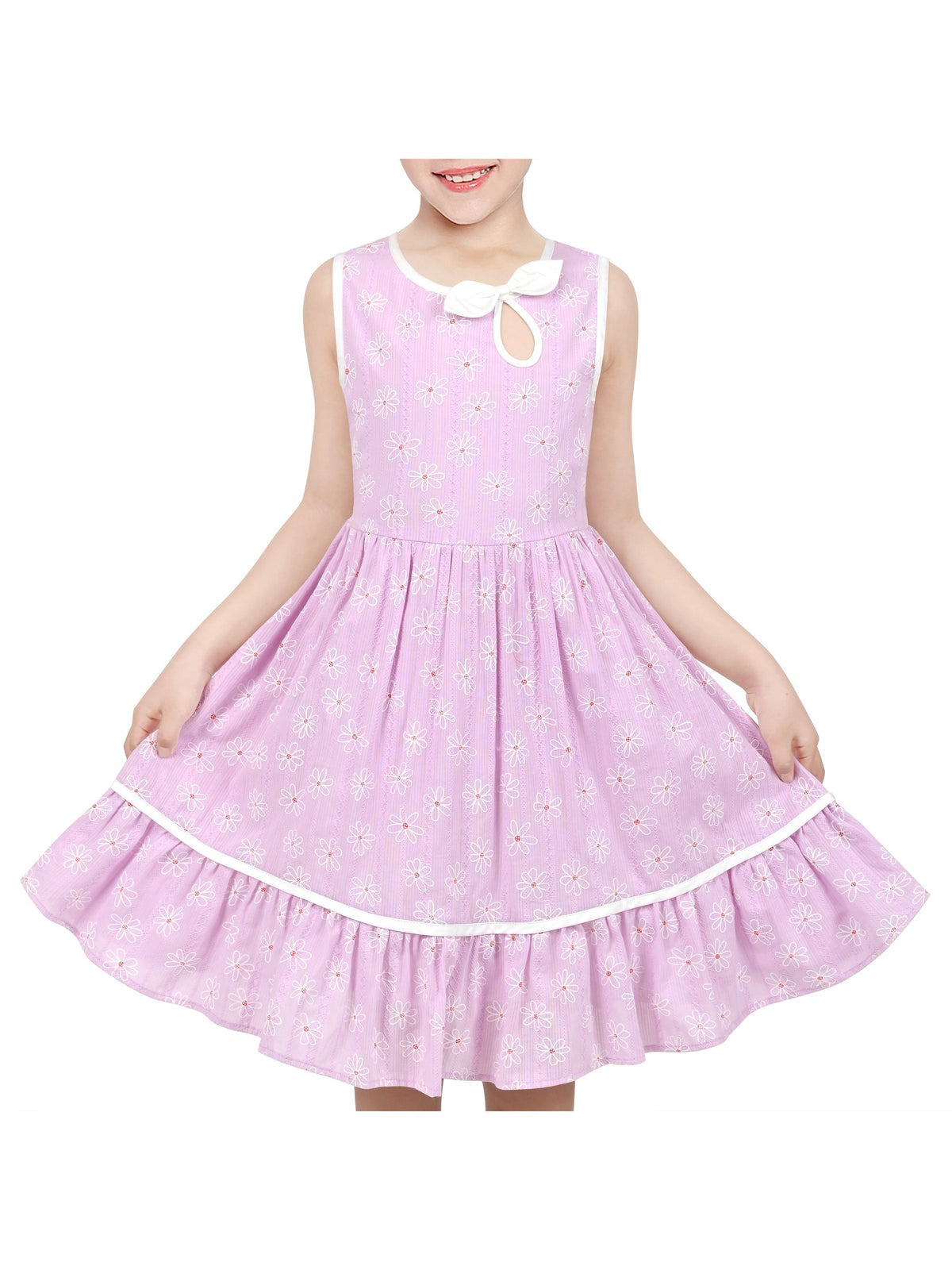 Girls Dress Blue Polka Dot Classic Vintage Holiday Sundress - Pink White Flower