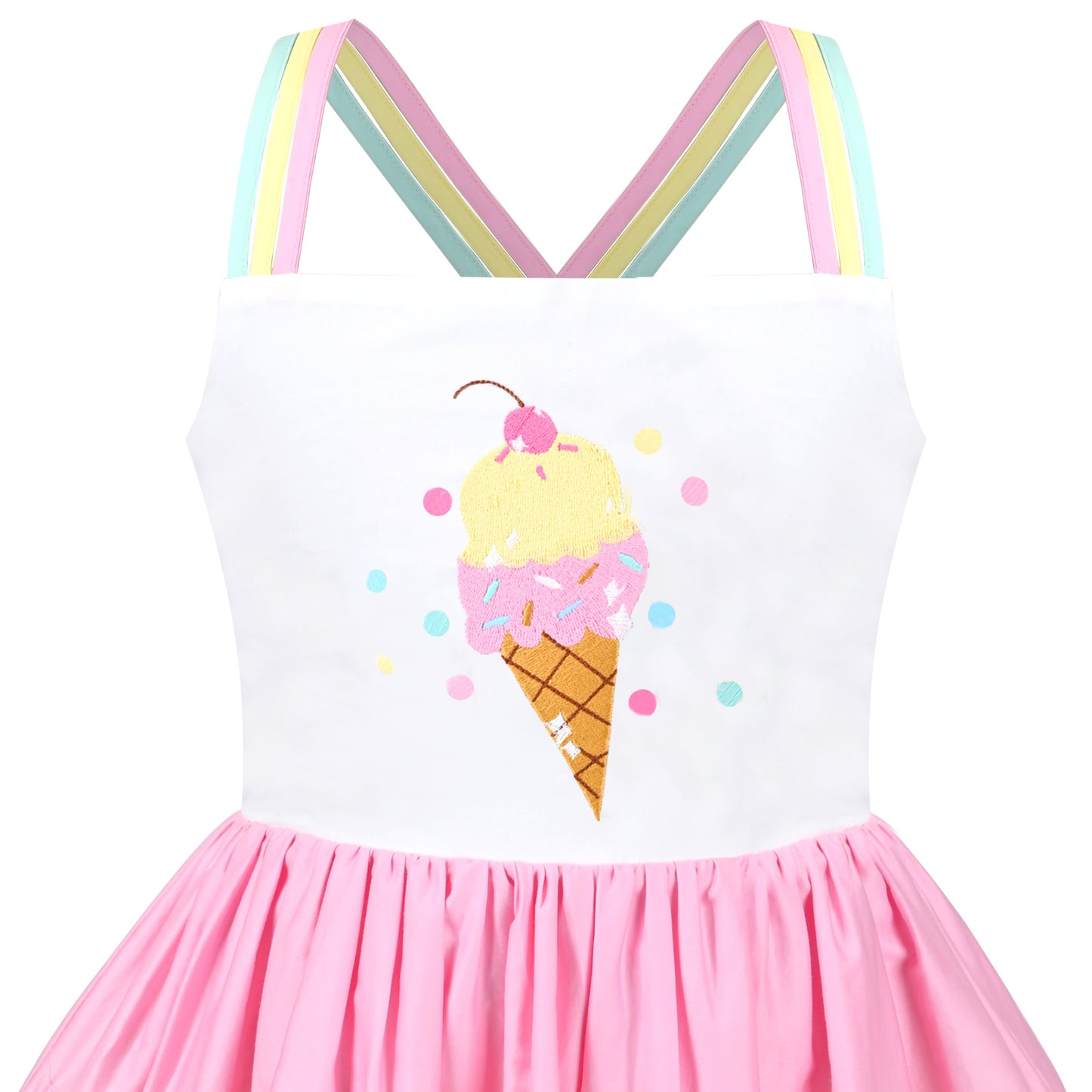 Girls Dress Purple Unicorn Rainbow Striped Suspender Sleeveless Summer Multi-Color