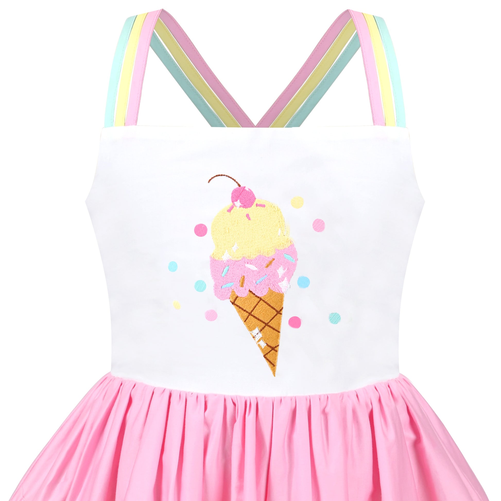 Girls Dress Purple Unicorn Rainbow Striped Suspender Sleeveless Summer Multi-Color
