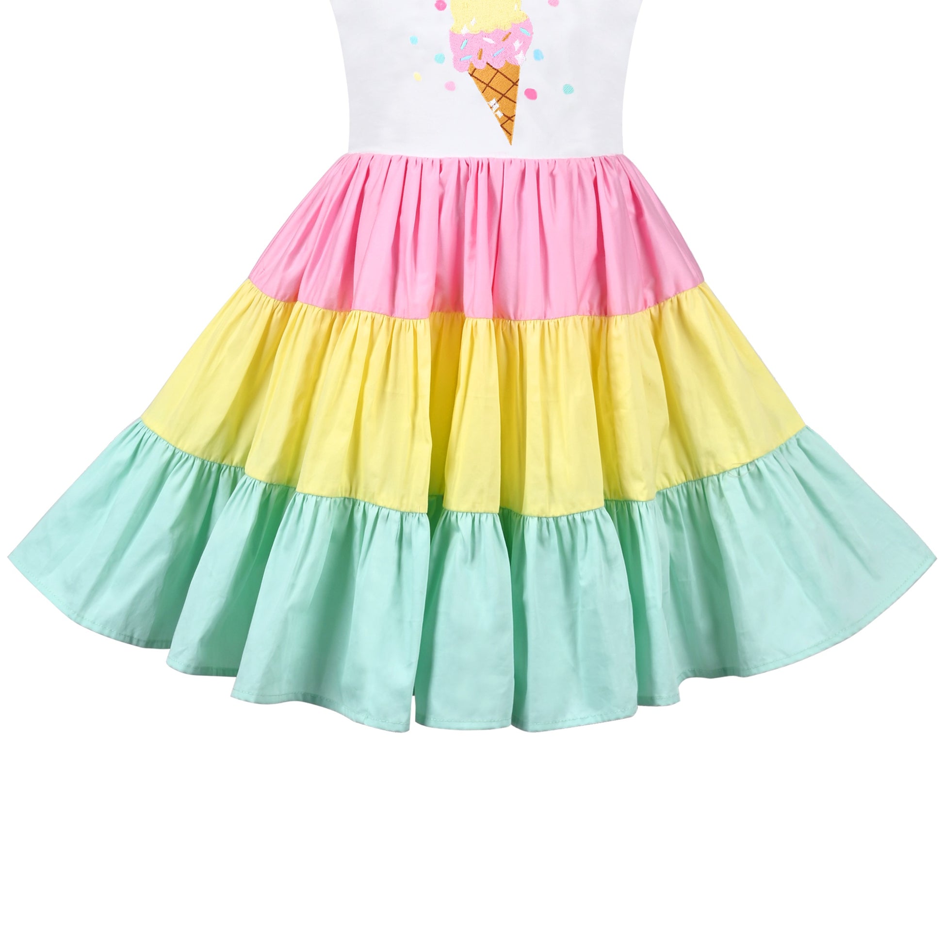 Girls Dress Purple Unicorn Rainbow Striped Suspender Sleeveless Summer Multi-Color