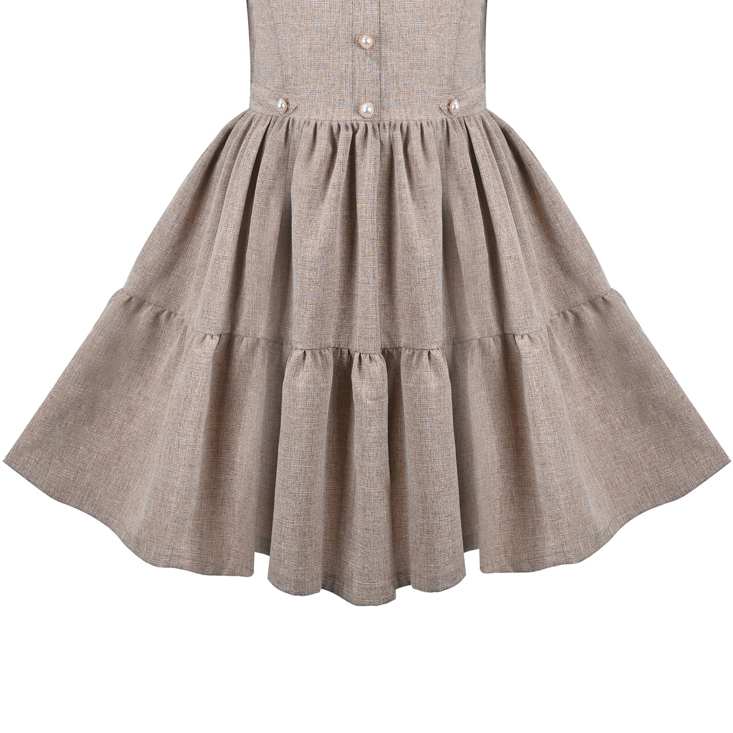 Girls Dress Purple Rainbow White Collar Short Sleeve Casual Birthday Brown