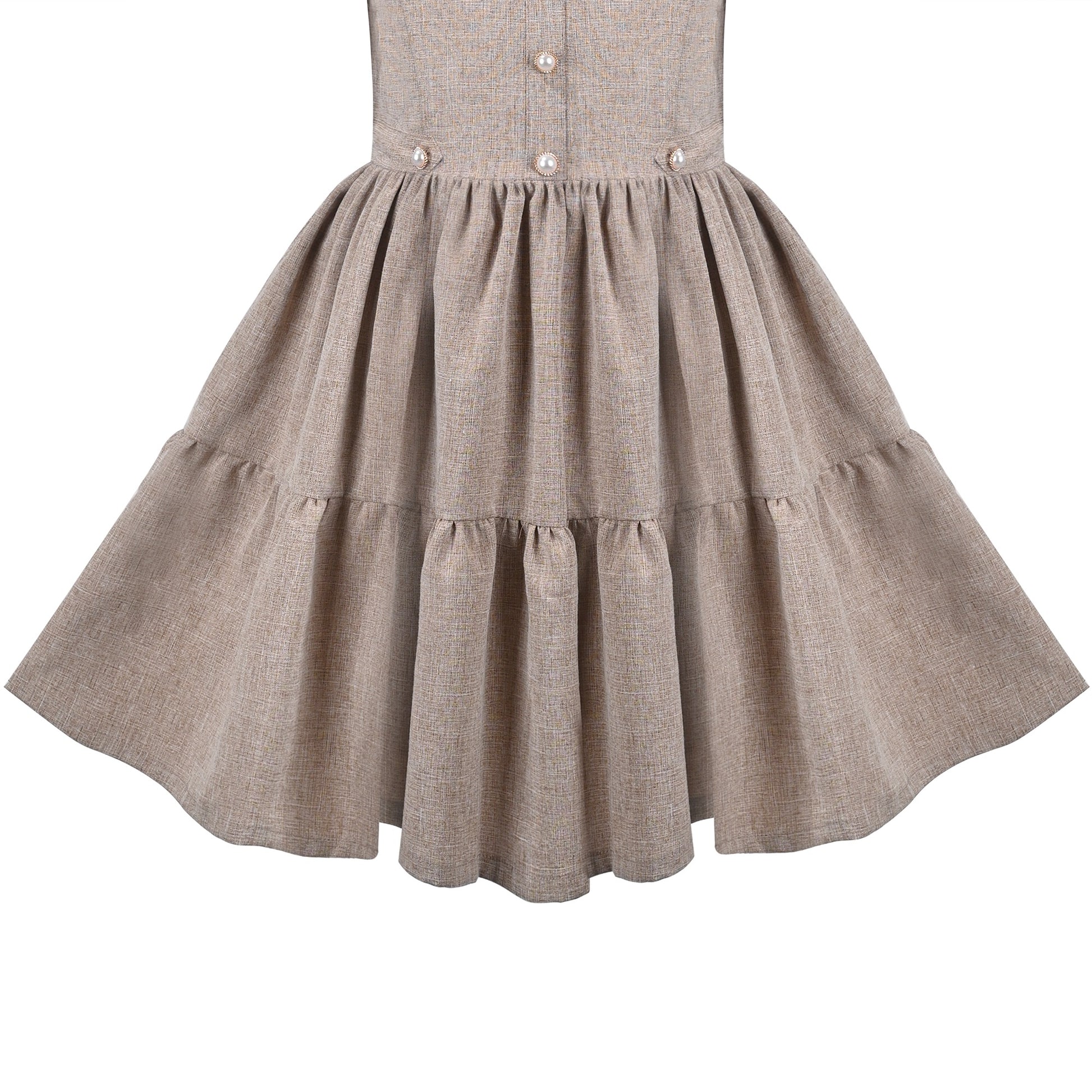 Girls Dress Purple Rainbow White Collar Short Sleeve Casual Birthday Brown