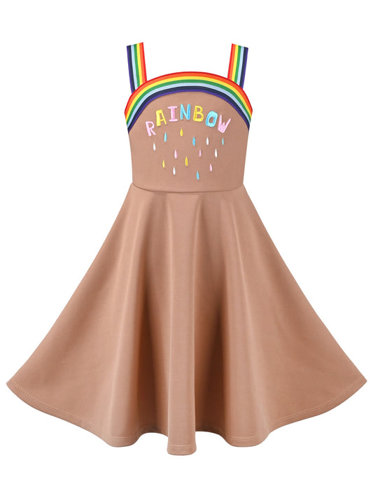 Girls Casual Dress Watermelon Tank Summer Sundress Brown
