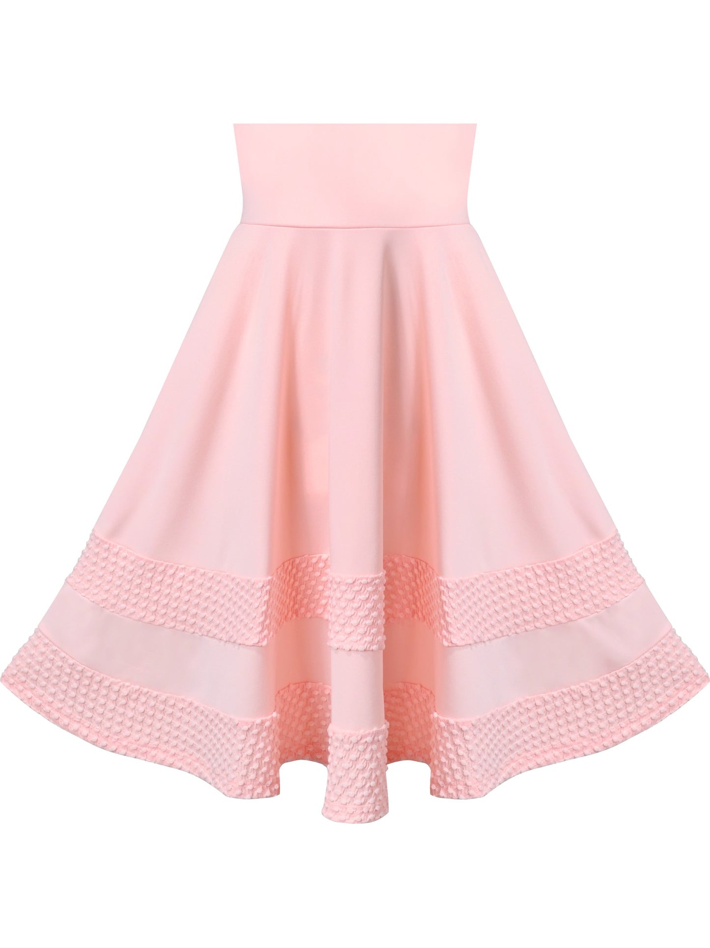 Girls Dress White Solid A-line Retro Puff Sleeve Casual Spring Summer Pink