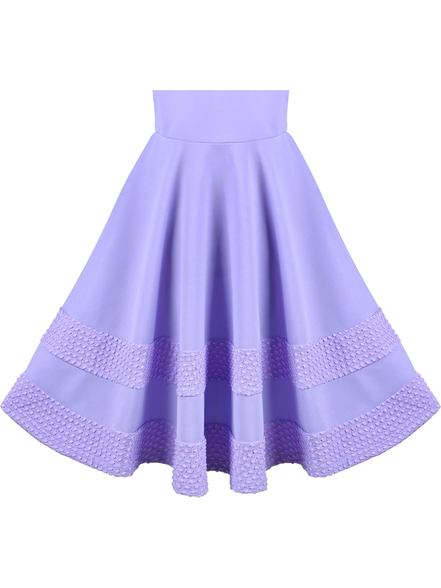 Girls Dress White Solid A-line Retro Puff Sleeve Casual Spring Summer Purple