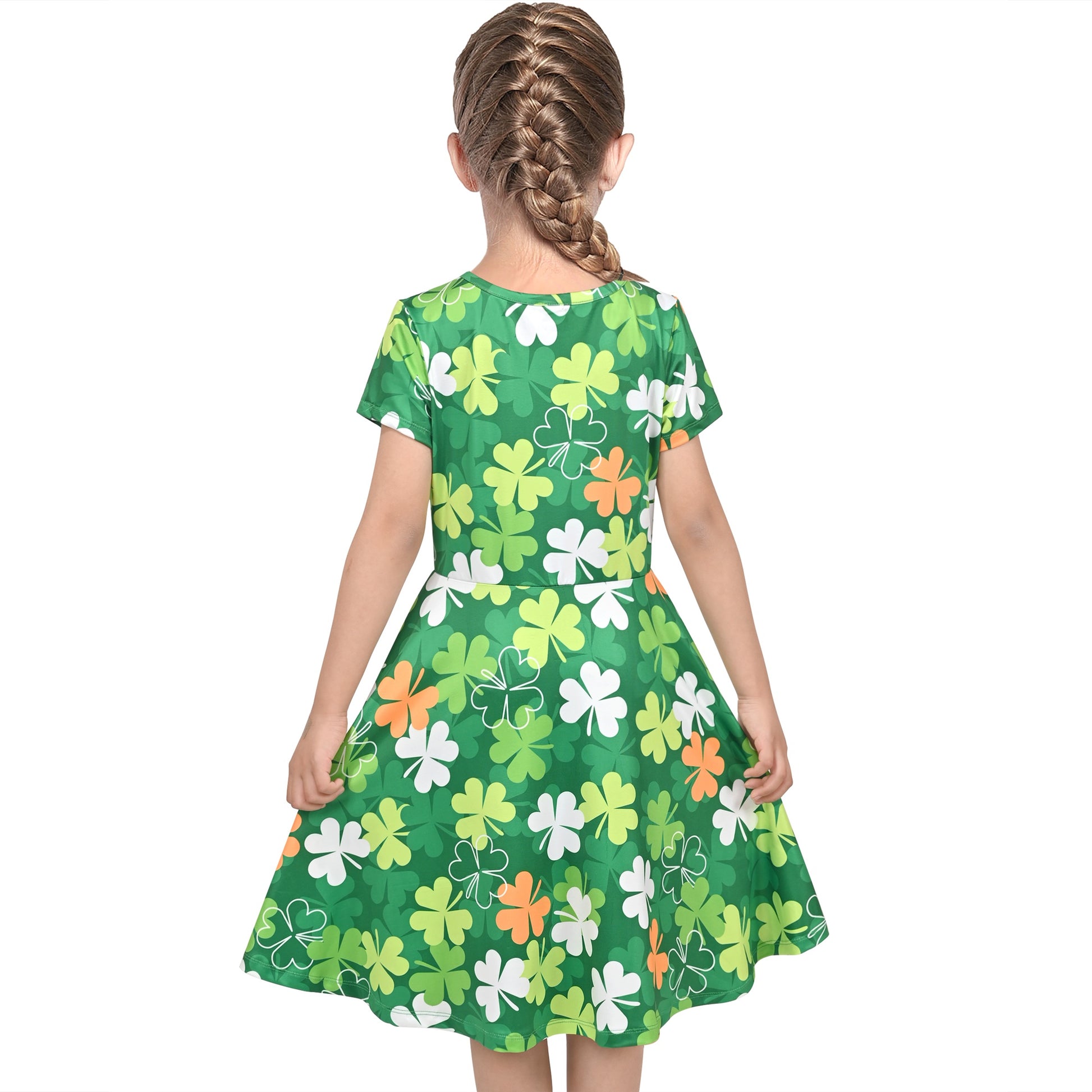 Girls Dress Blue Unicorn Short Sleeve Casual Dress Green