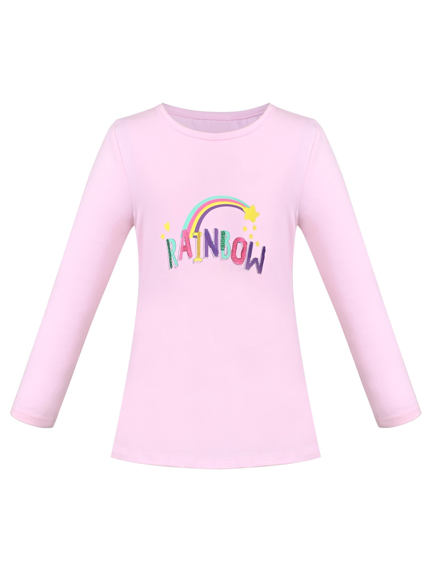 Girls Tee Purple Unicorn Magical Soft Cotton Ruffle Long Sleeve Casual Pink