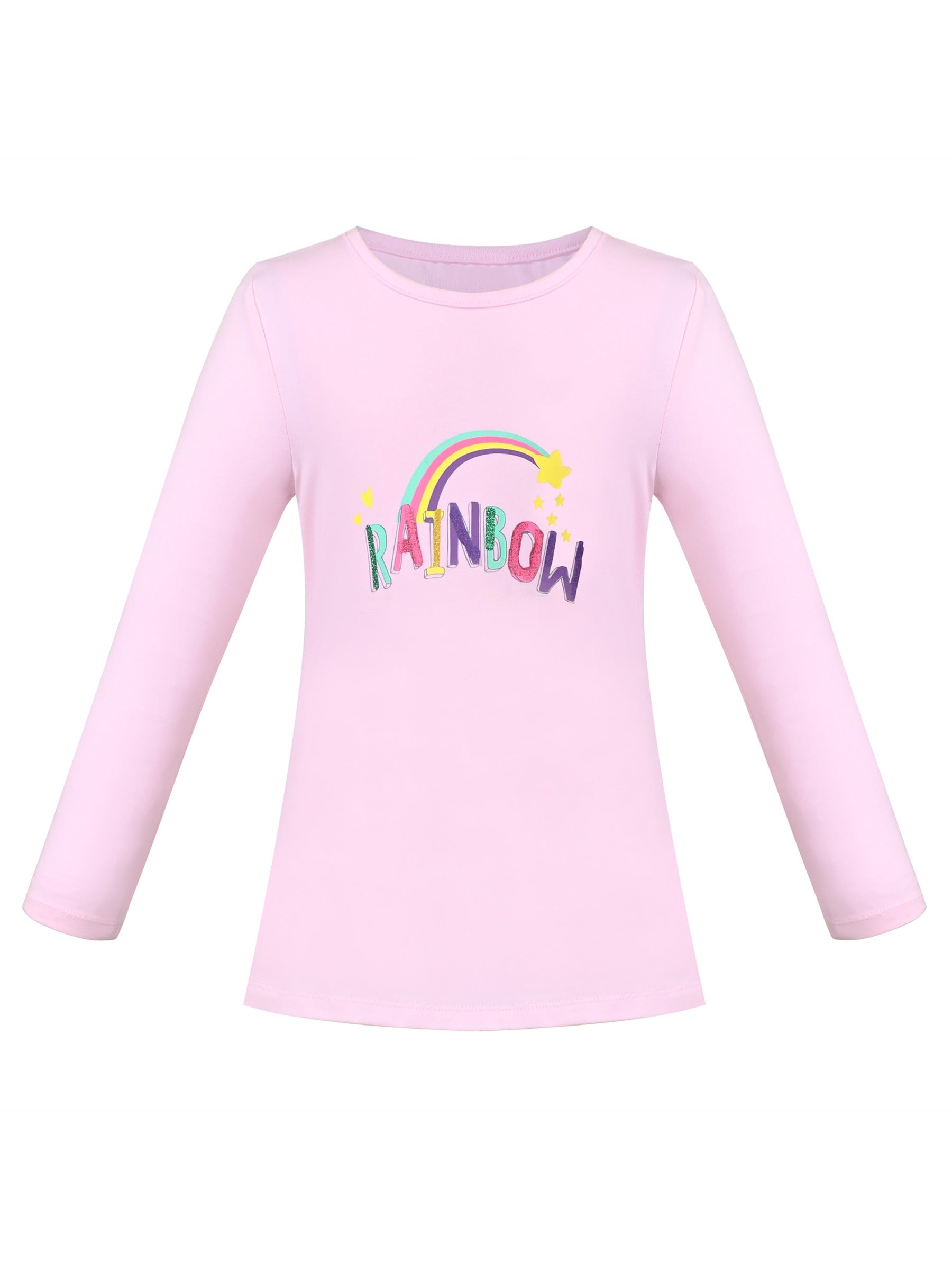 Girls Tee Purple Unicorn Magical Soft Cotton Ruffle Long Sleeve Casual Pink