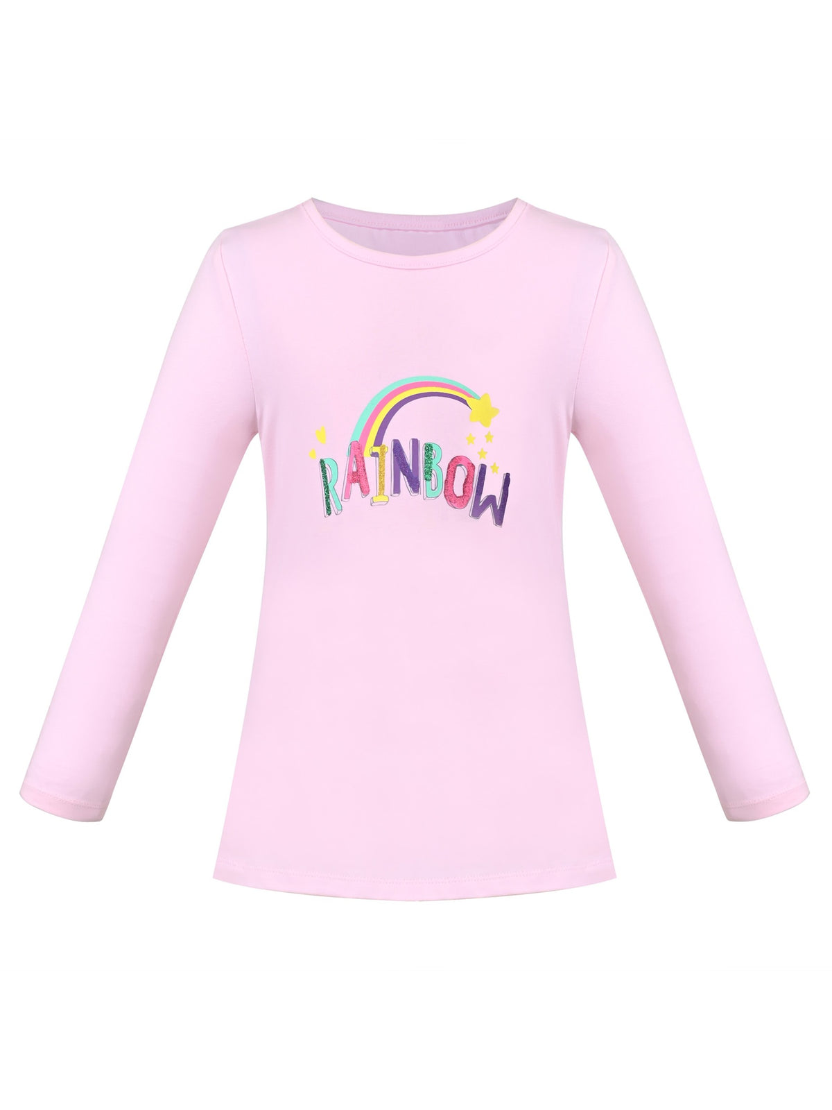 Girls Tee Purple Unicorn Magical Soft Cotton Ruffle Long Sleeve Casual - Pink