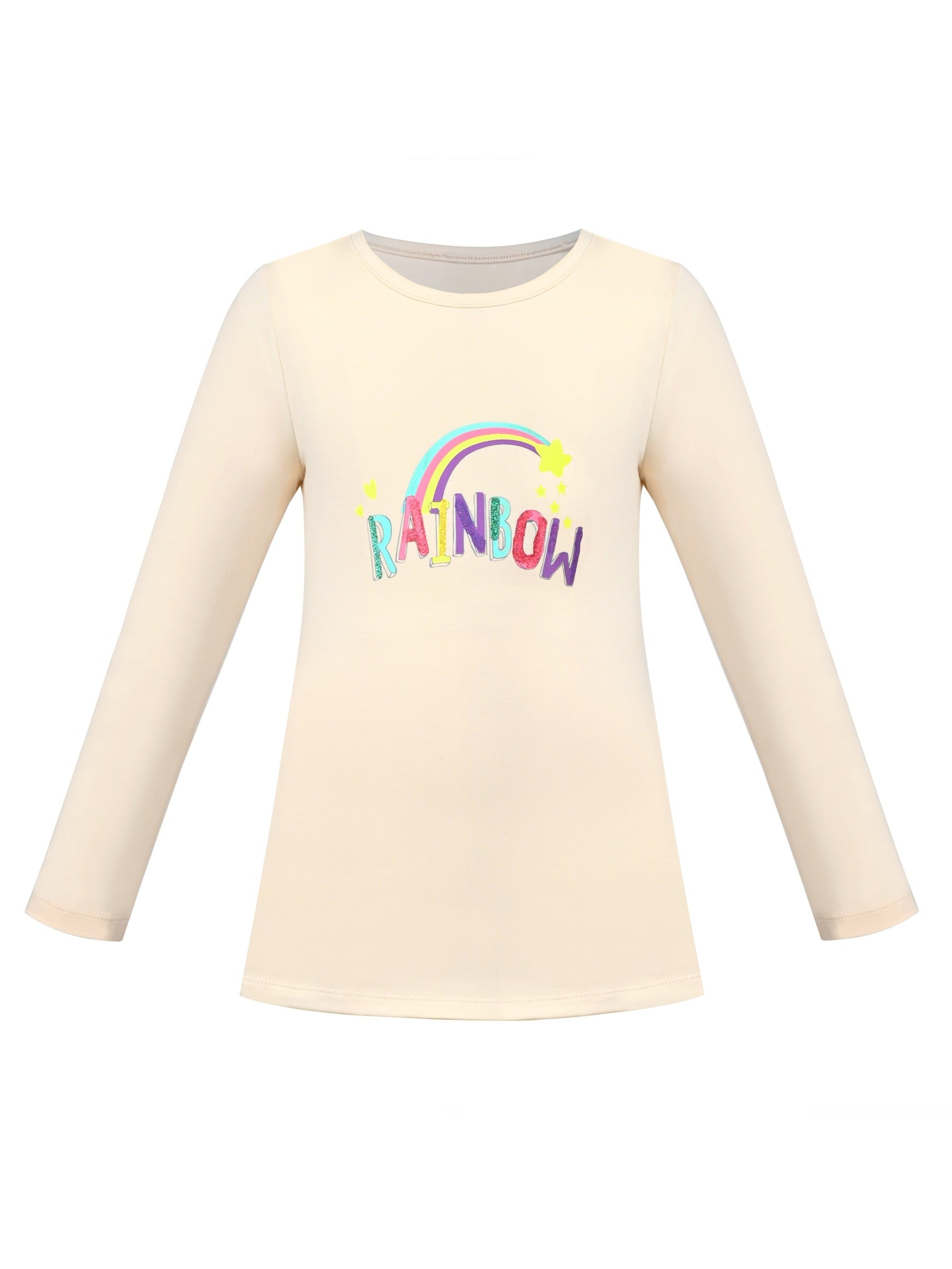 Girls Tee Purple Unicorn Magical Soft Cotton Ruffle Long Sleeve Casual Yellow