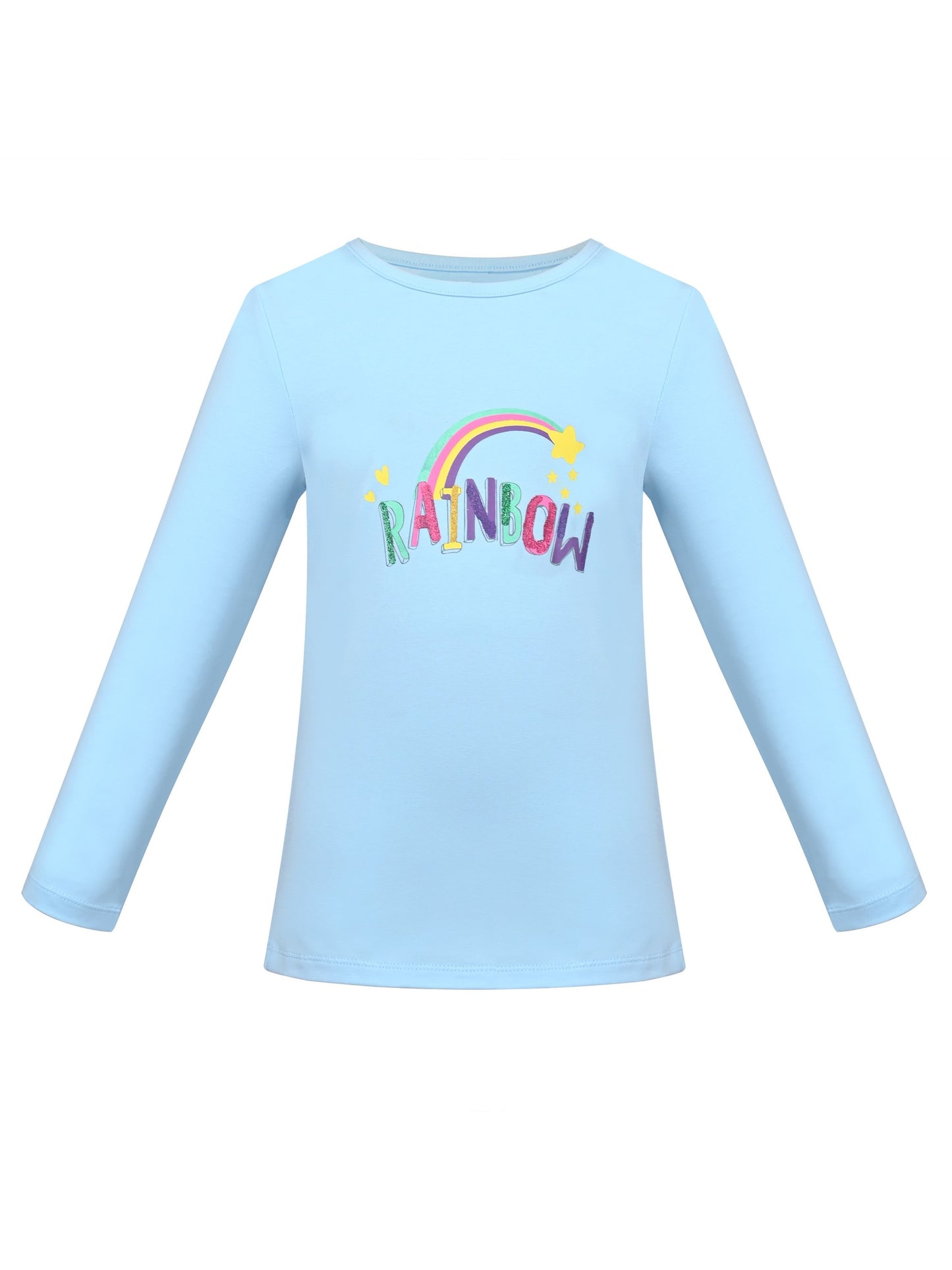 Girls Tee Purple Unicorn Magical Soft Cotton Ruffle Long Sleeve Casual Blue