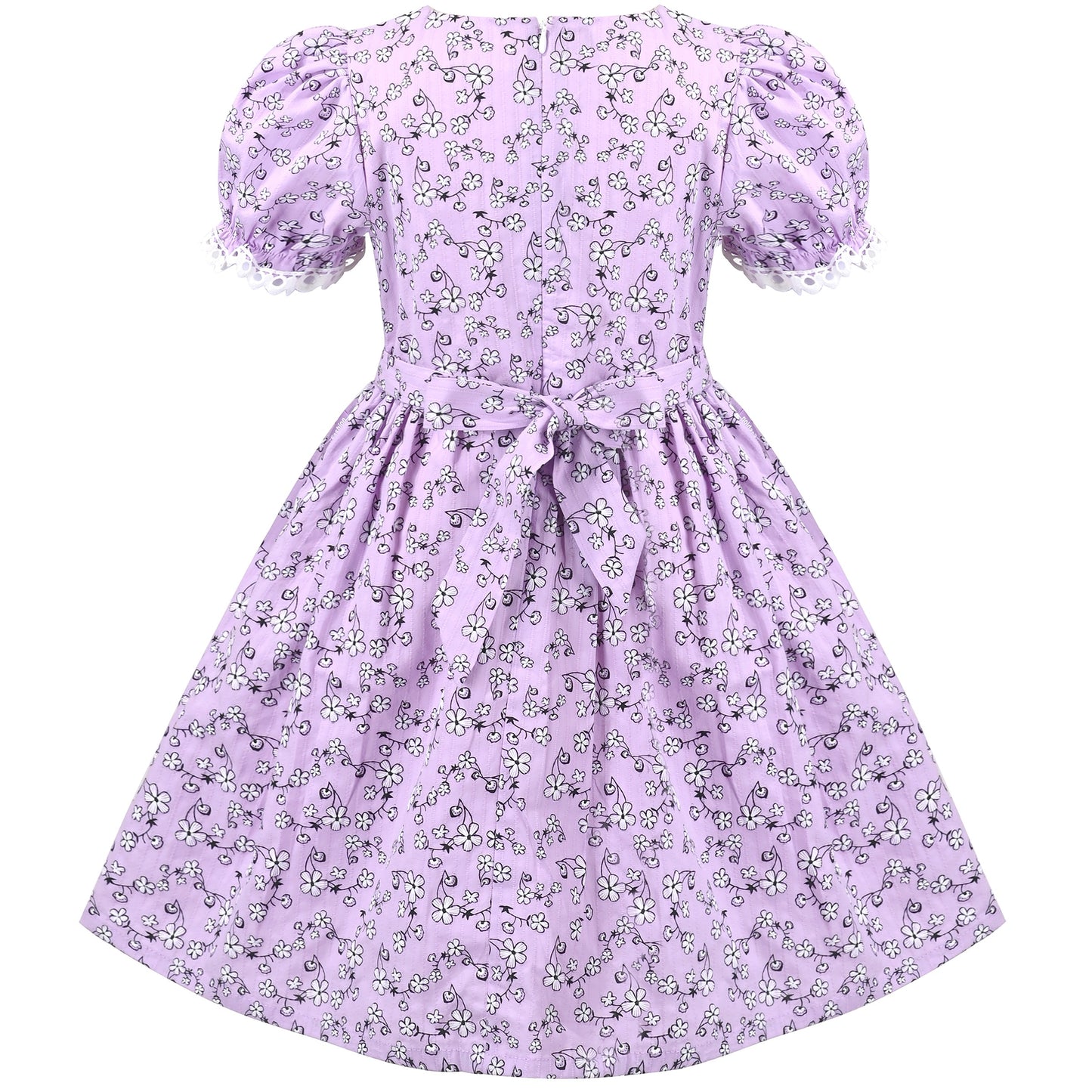 Girls Dress Purple Rainbow White Collar Short Sleeve Casual Birthday Purple