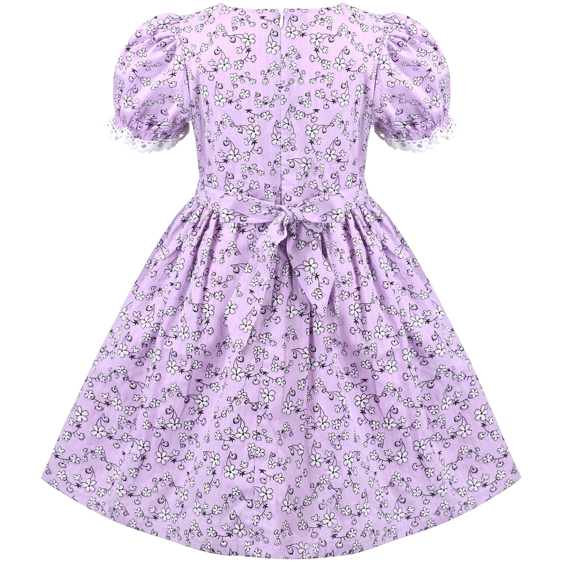 Girls Dress Purple Rainbow White Collar Short Sleeve Casual Birthday Purple