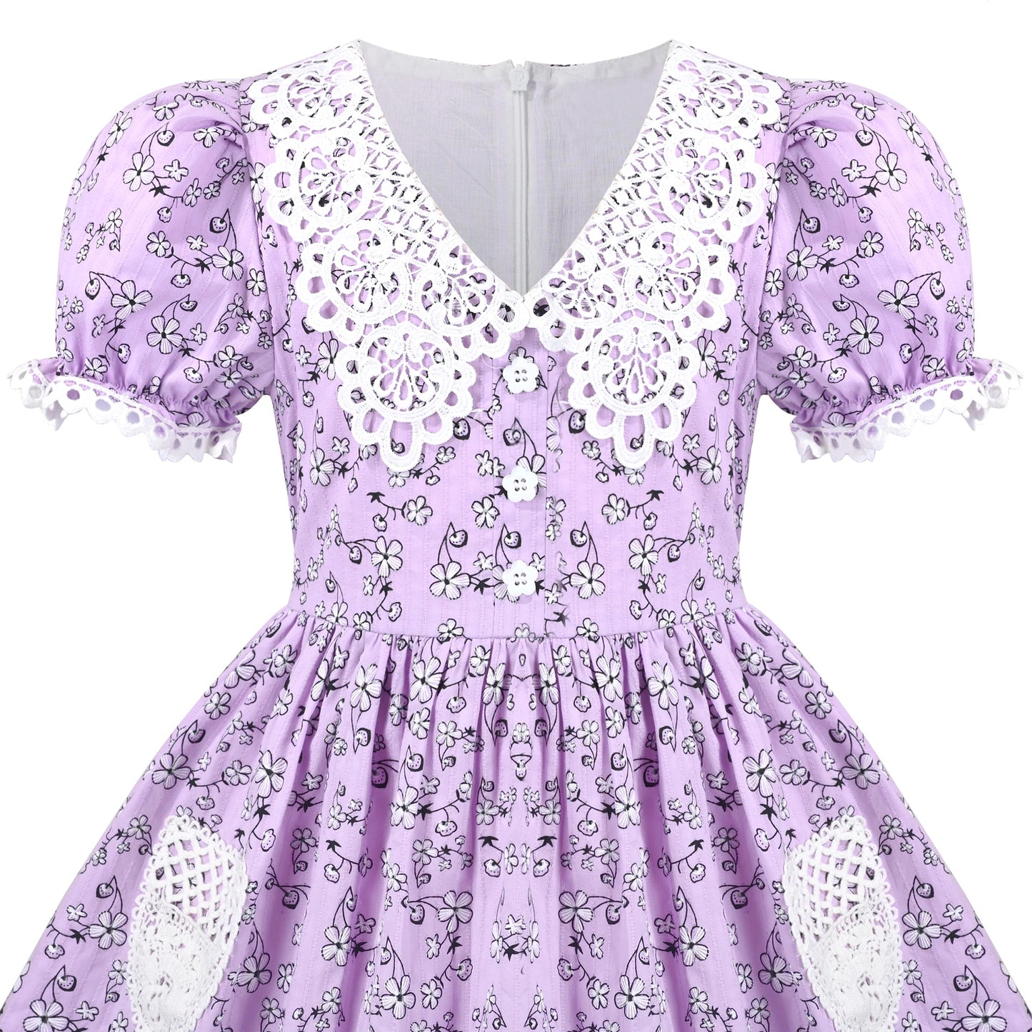 Girls Dress Purple Rainbow White Collar Short Sleeve Casual Birthday Purple