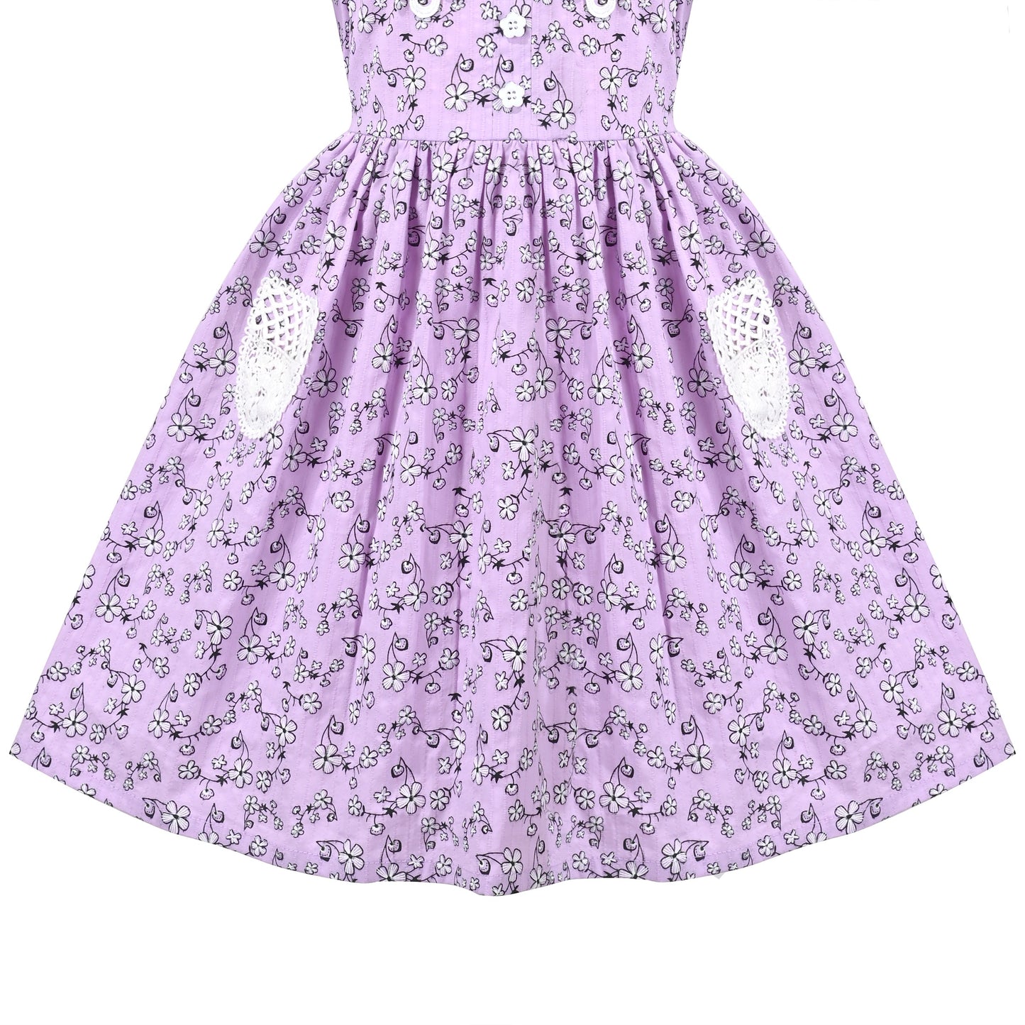 Girls Dress Purple Rainbow White Collar Short Sleeve Casual Birthday Purple