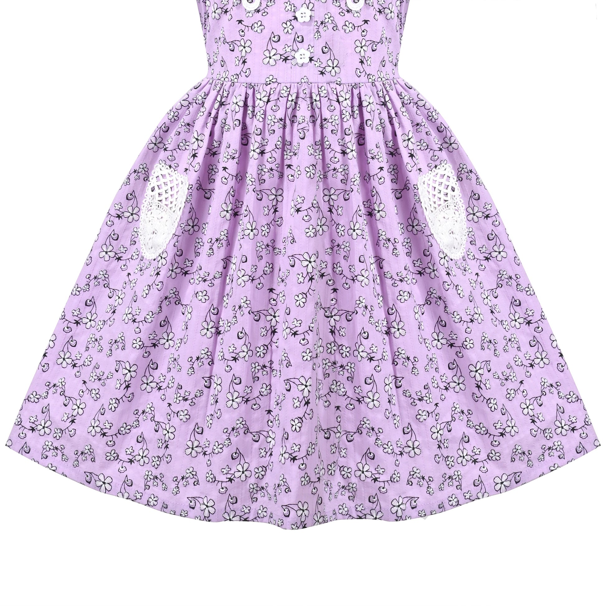 Girls Dress Purple Rainbow White Collar Short Sleeve Casual Birthday Purple