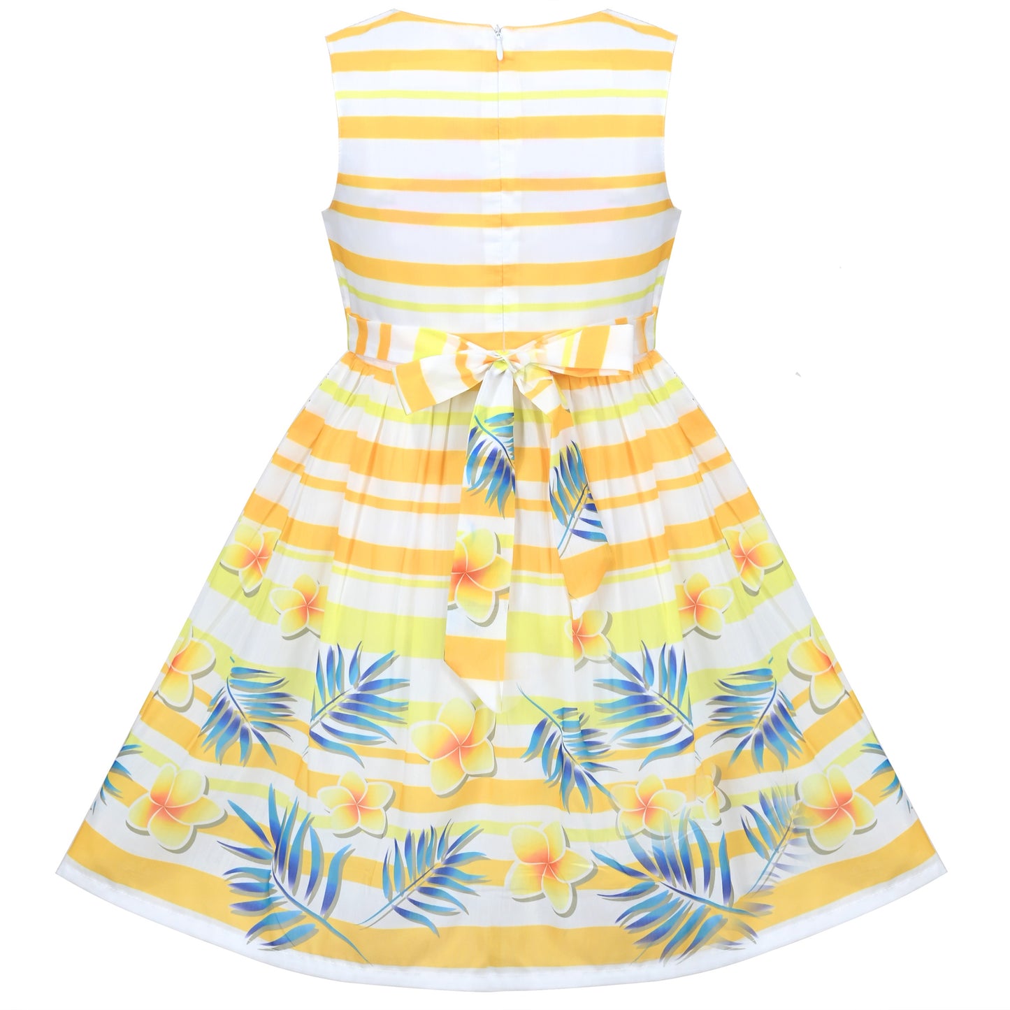 Girls Dress Black Striped Pink Flower Sundress Yellow