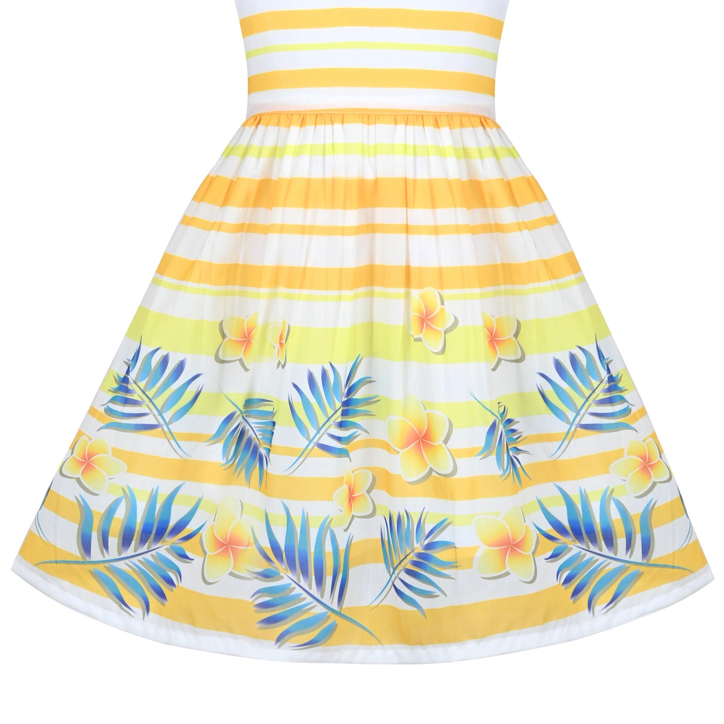 Girls Dress Black Striped Pink Flower Sundress Yellow