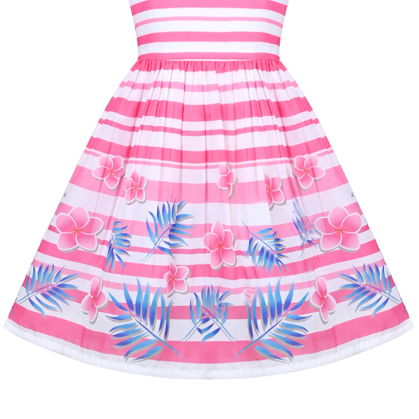 Girls Dress Black Striped Pink Flower Sundress Pink