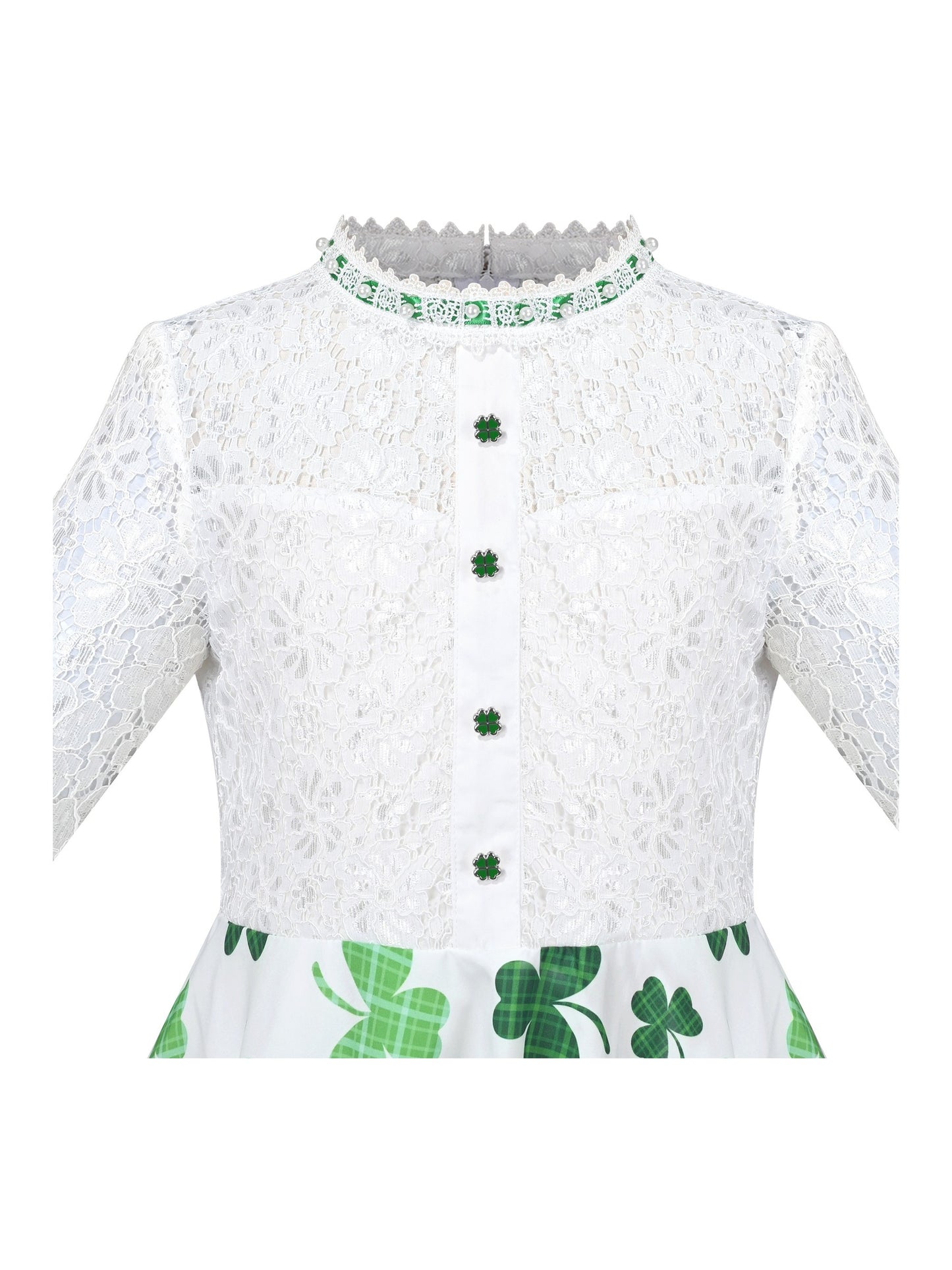 Girls Dress Lace Pearl Plum Blossom Elegant Princess Dress Green