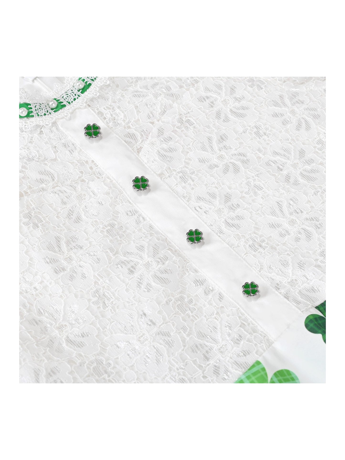 Girls Dress Lace Pearl Plum Blossom Elegant Princess Dress Green