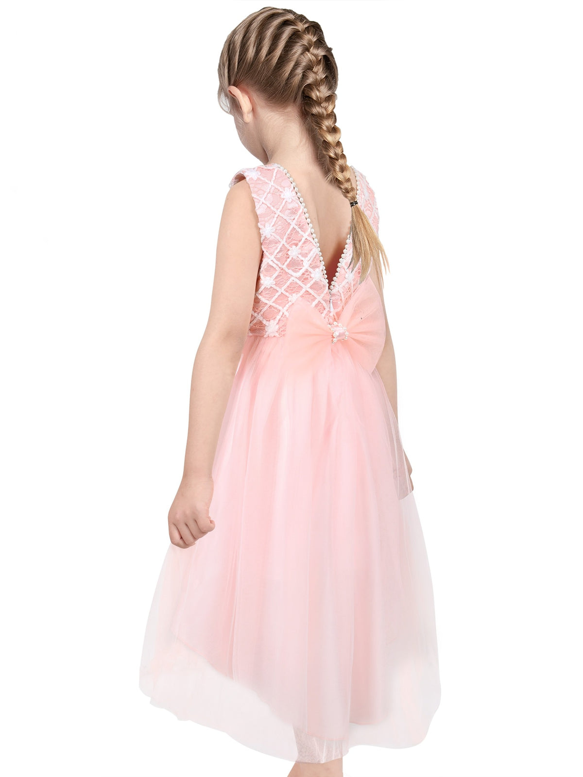 Girls Dress Sequin Mesh Party Wedding Princess Tulle Red - Light Pink