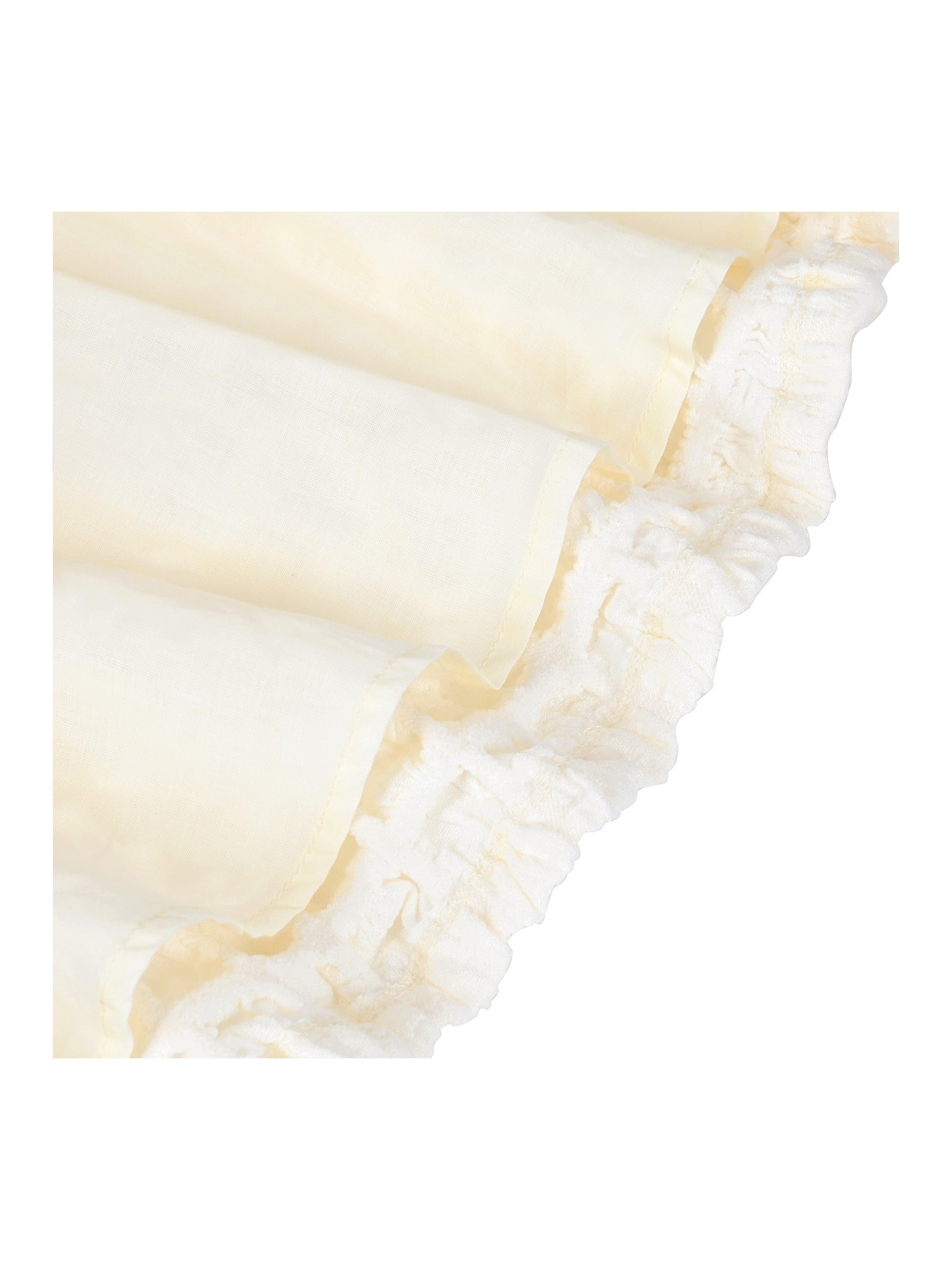 Girls Dress White Solid A-line Retro Puff Sleeve Casual Spring Summer Yellow