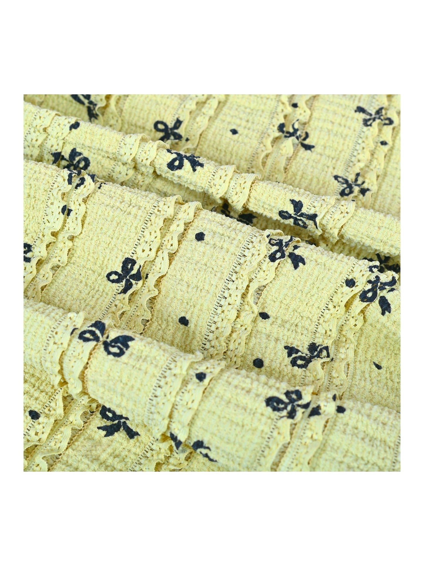 Girls Dress Green Butterfly Ruffle Lace Trim Soft Short Sleeve Summer Yellow