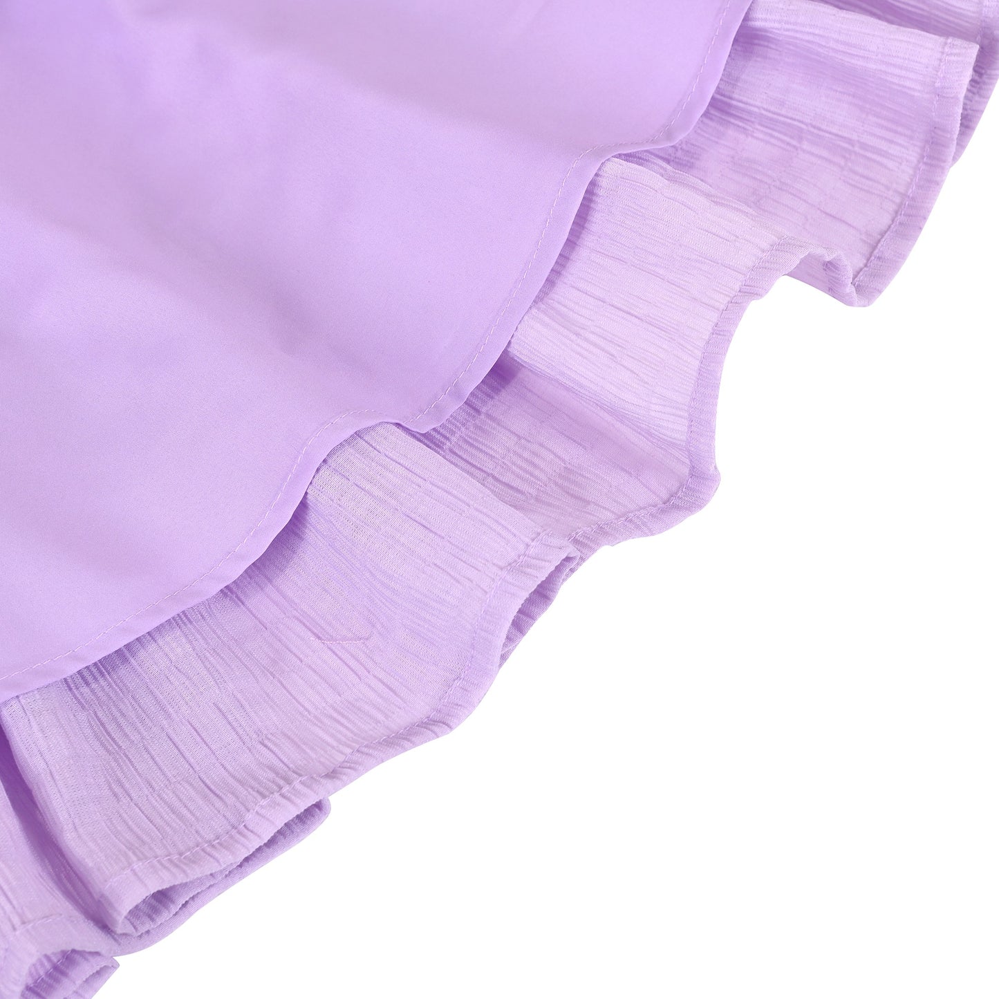 Girls Green Ruffle Layer Square Loose Fit Puff Short Sleeve Summer Casual Purple
