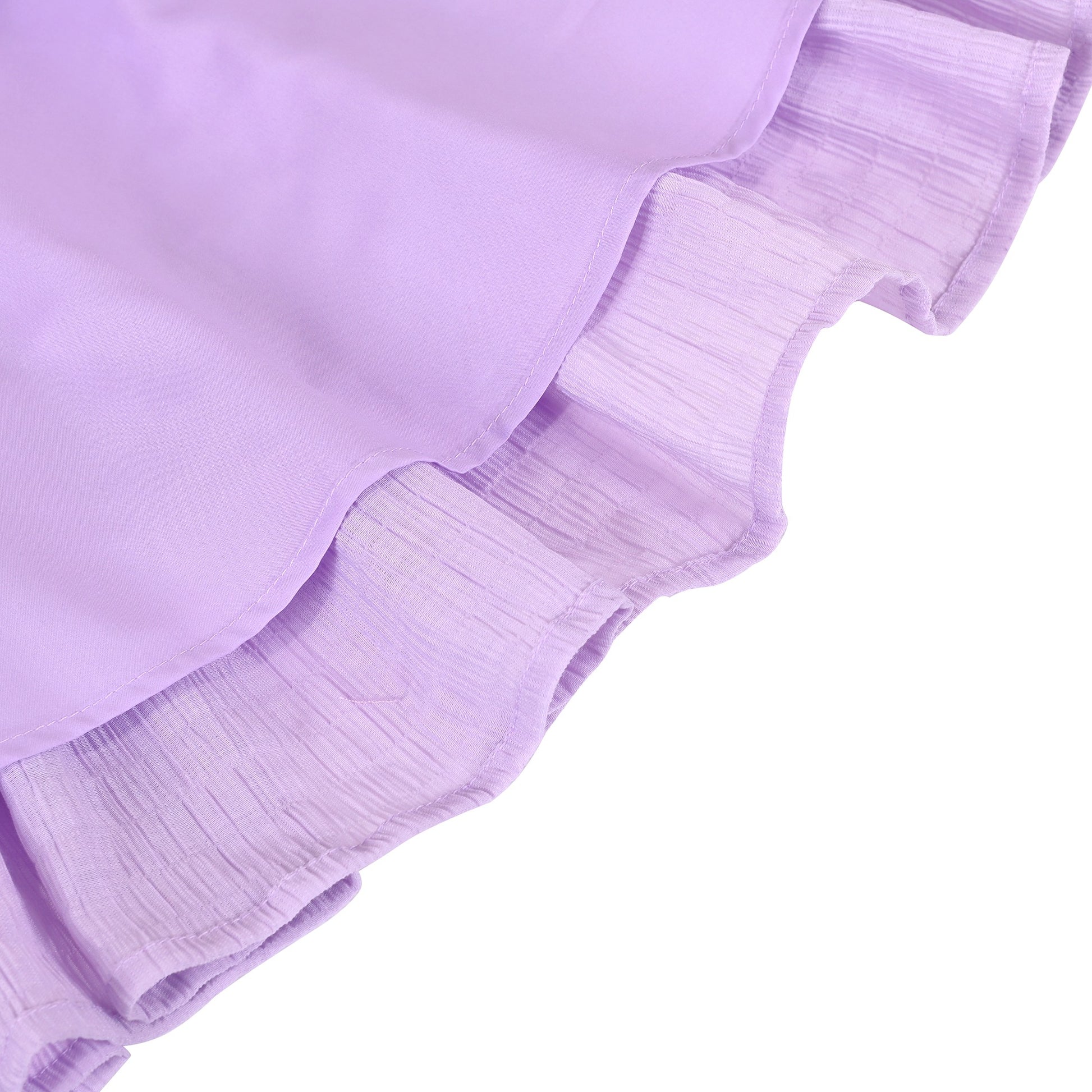 Girls Green Ruffle Layer Square Loose Fit Puff Short Sleeve Summer Casual Purple