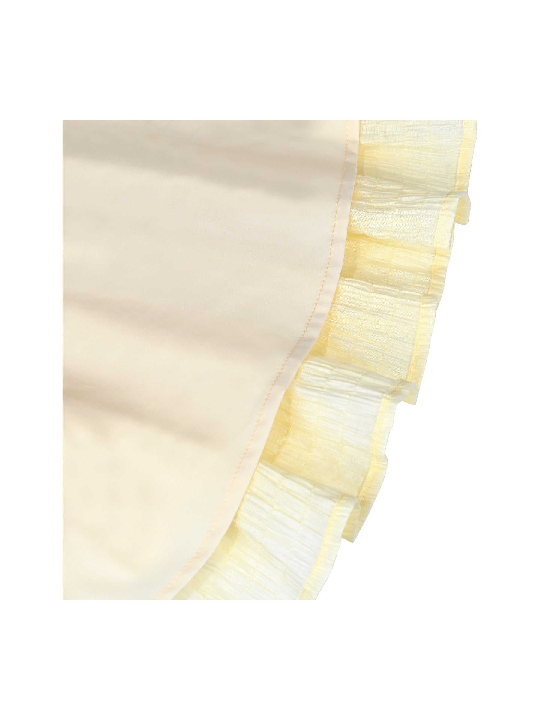Girls Green Ruffle Layer Square Loose Fit Puff Short Sleeve Summer Casual Yellow