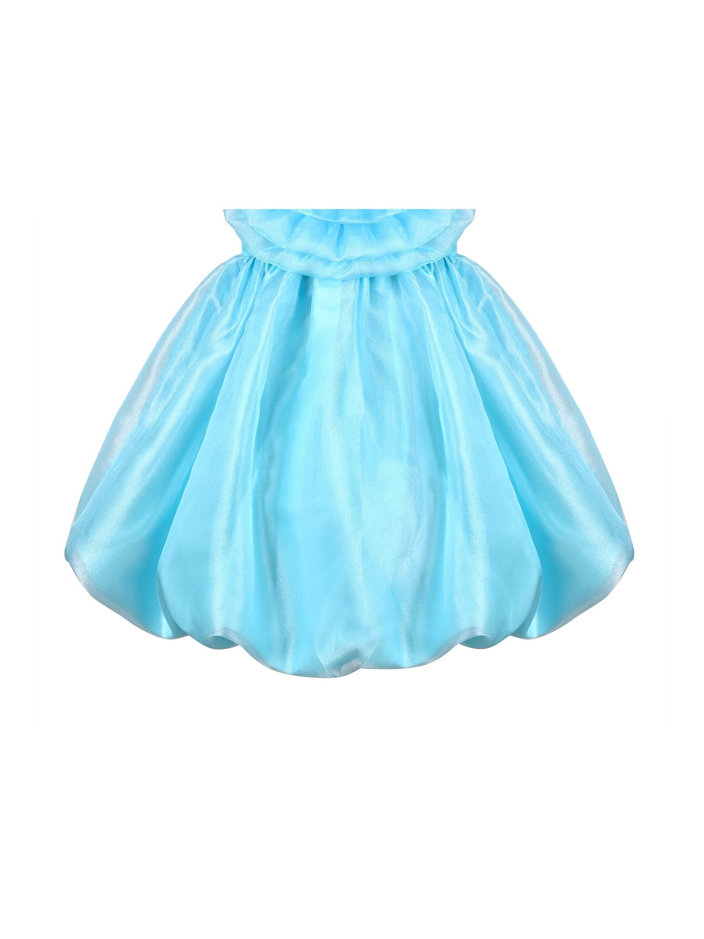 Girls Dress Purple Rose Flower Ruffle Sleeveless Strap Formal Party Blue