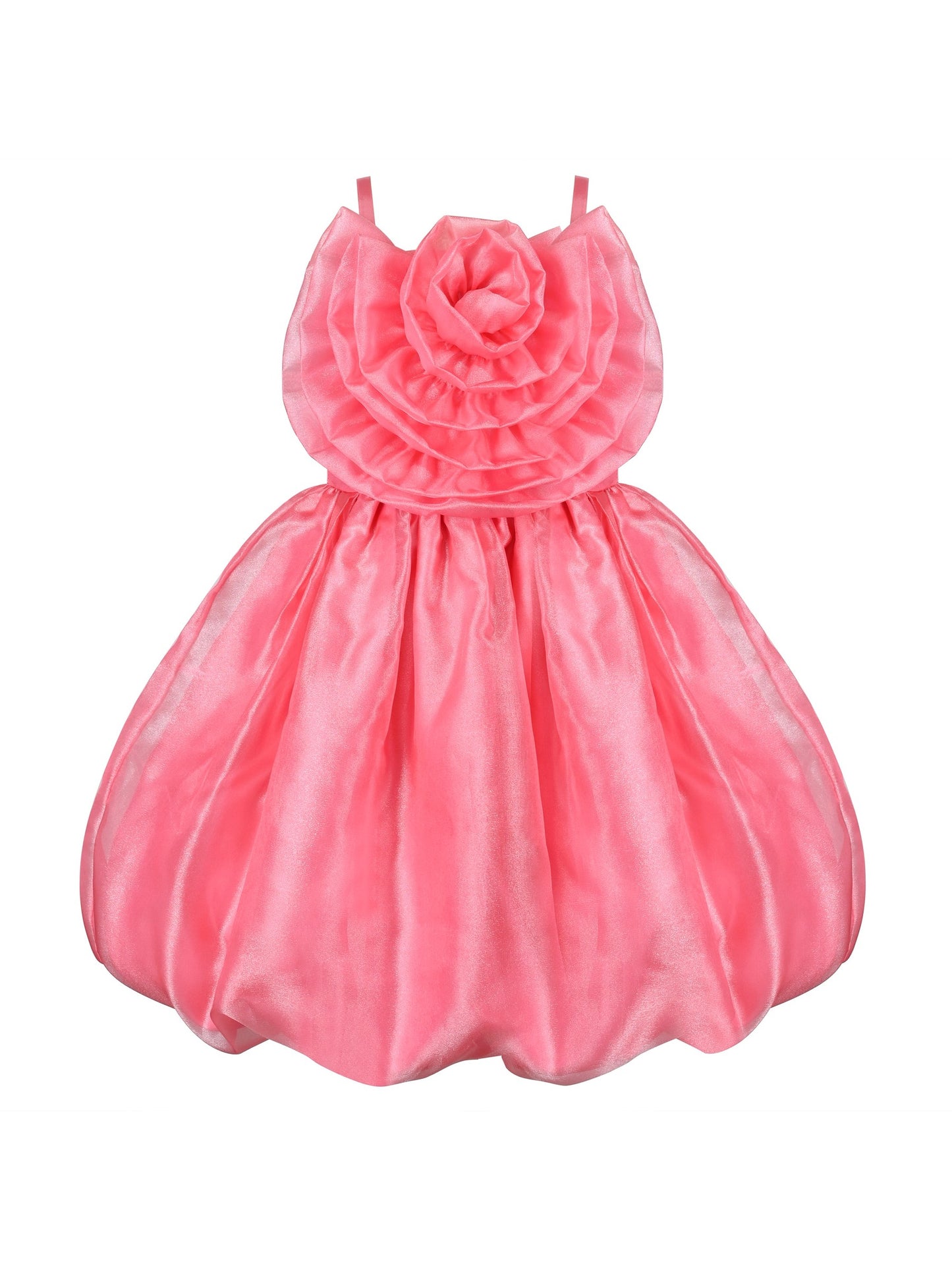 Girls Dress Purple Rose Flower Ruffle Sleeveless Strap Formal Party Red