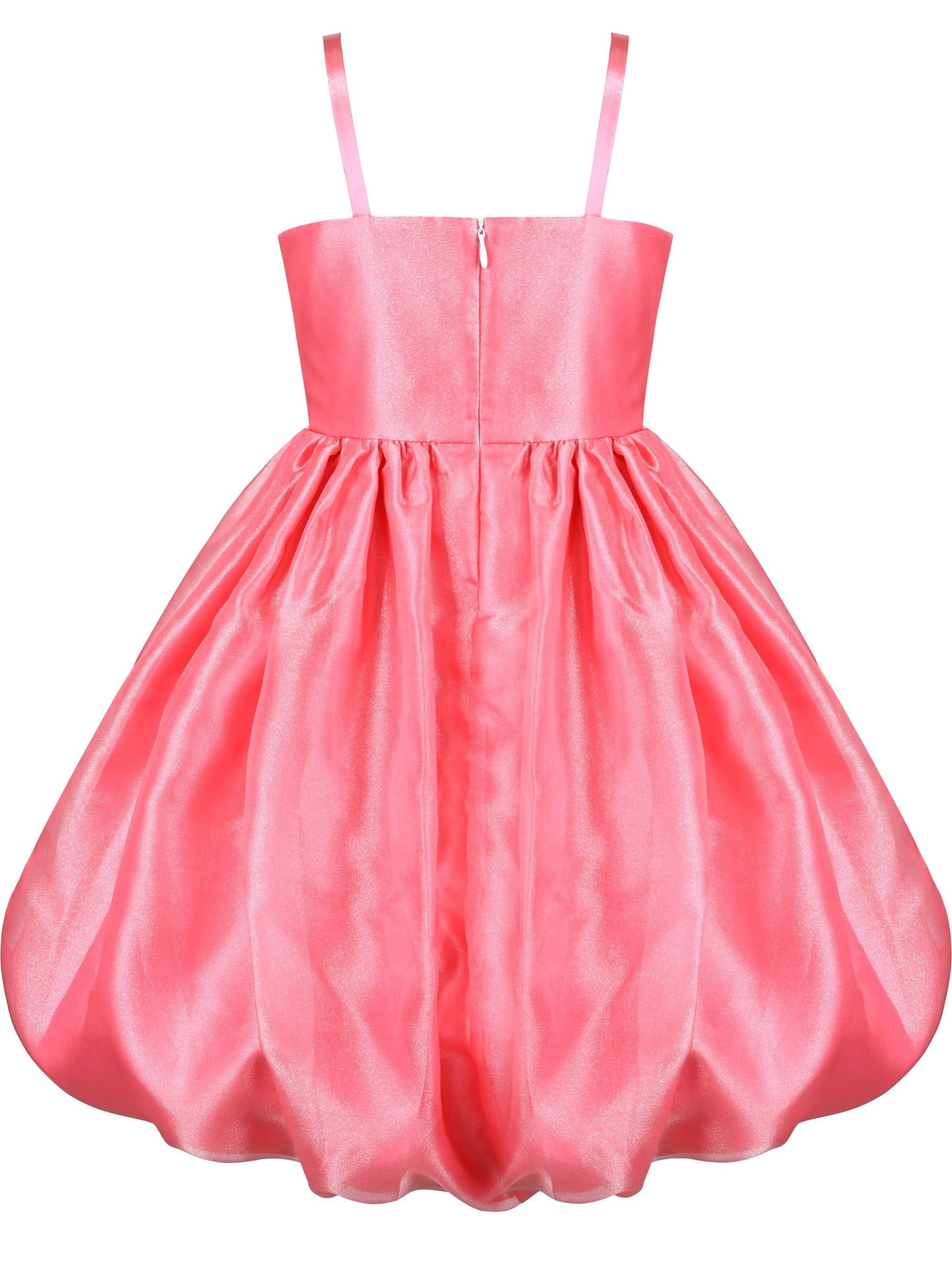 Girls Dress Purple Rose Flower Ruffle Sleeveless Strap Formal Party Red