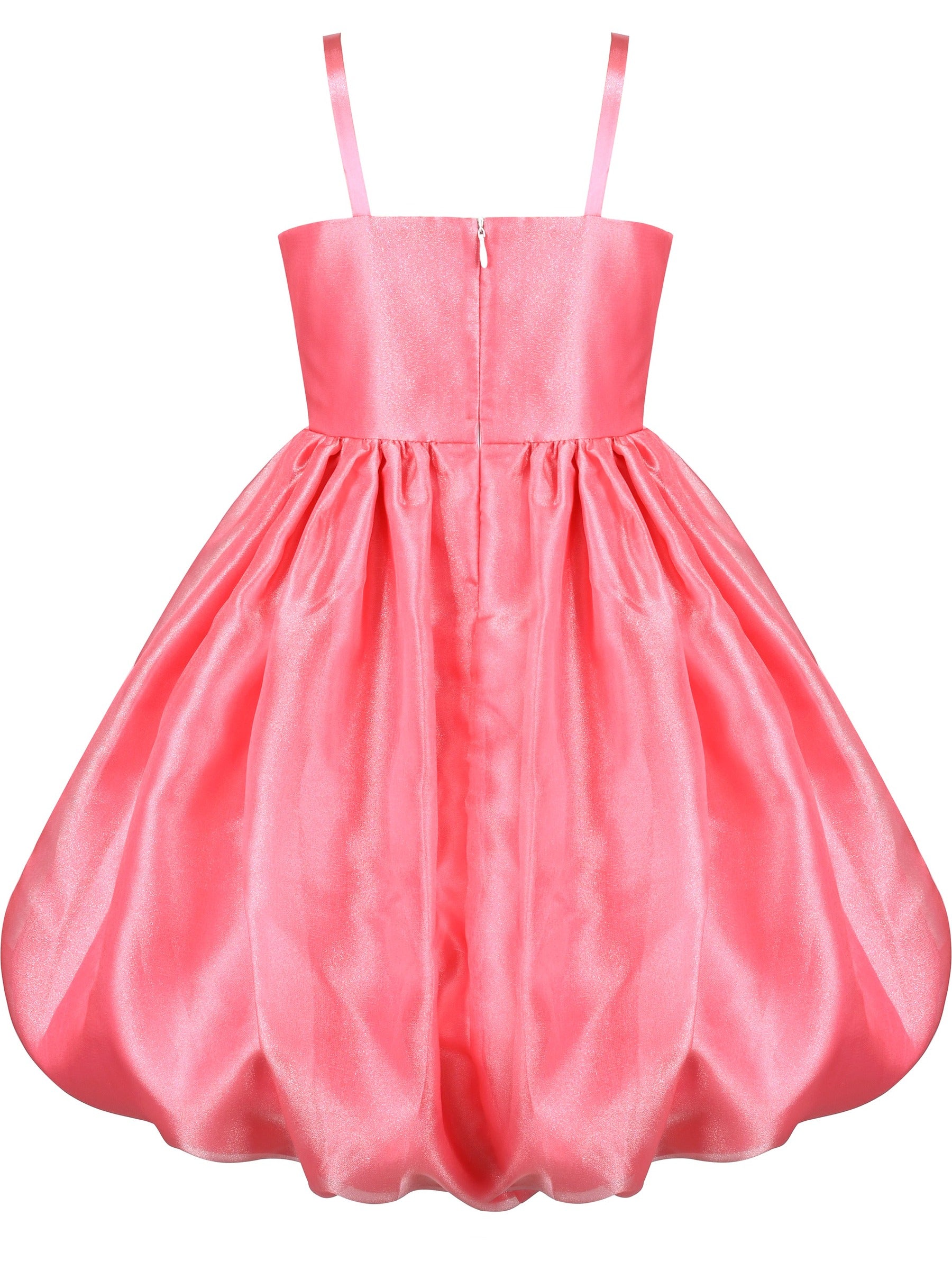 Girls Dress Purple Rose Flower Ruffle Sleeveless Strap Formal Party Red