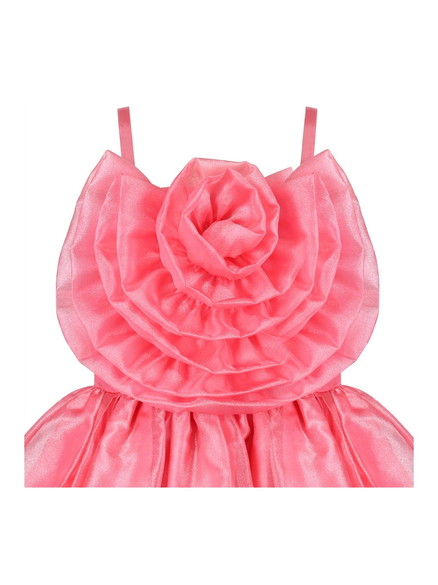 Girls Dress Purple Rose Flower Ruffle Sleeveless Strap Formal Party Red