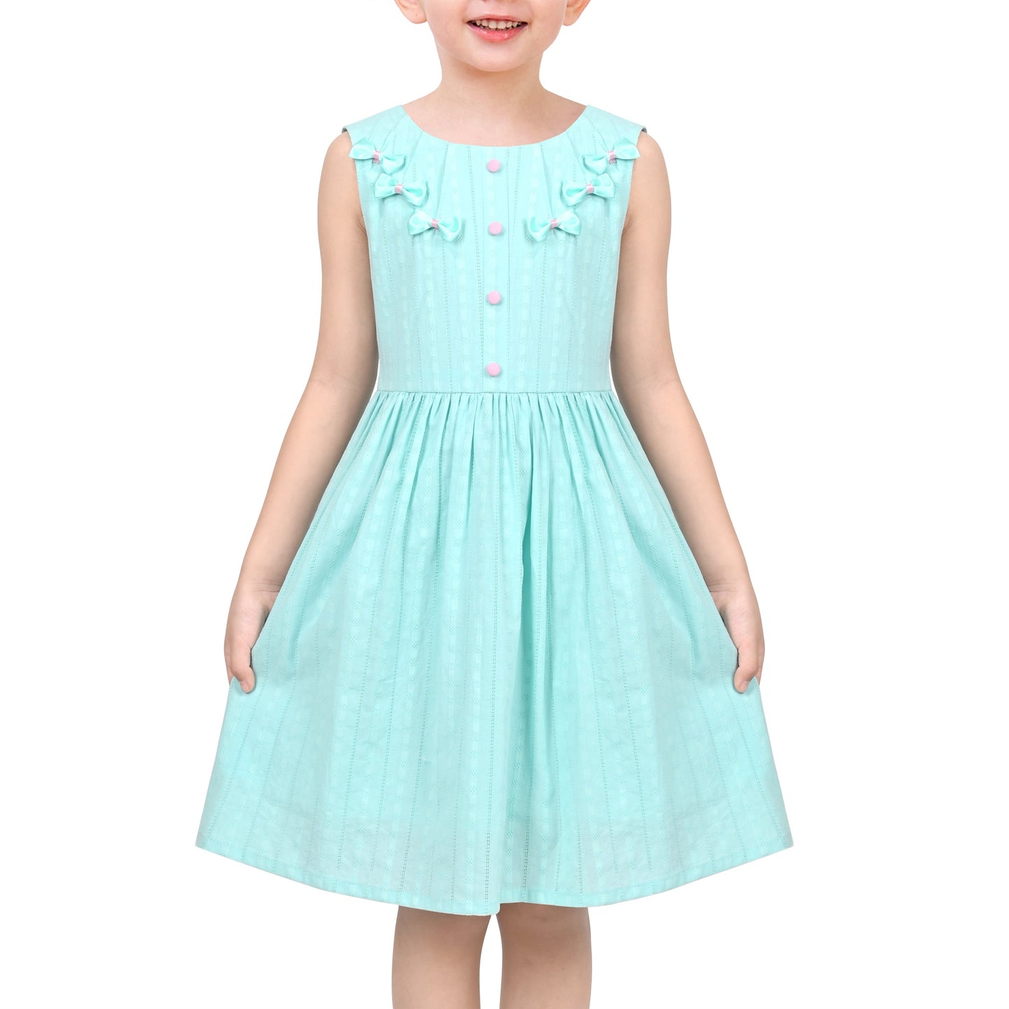 Flower Girls Dress Lace Trim Bow Communion Wedding Baptism Ceremony Birthday Formal Blue