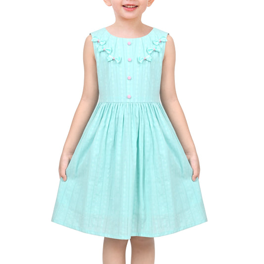Flower Girls Dress Lace Trim Bow Communion Wedding Baptism Ceremony Birthday Formal Blue