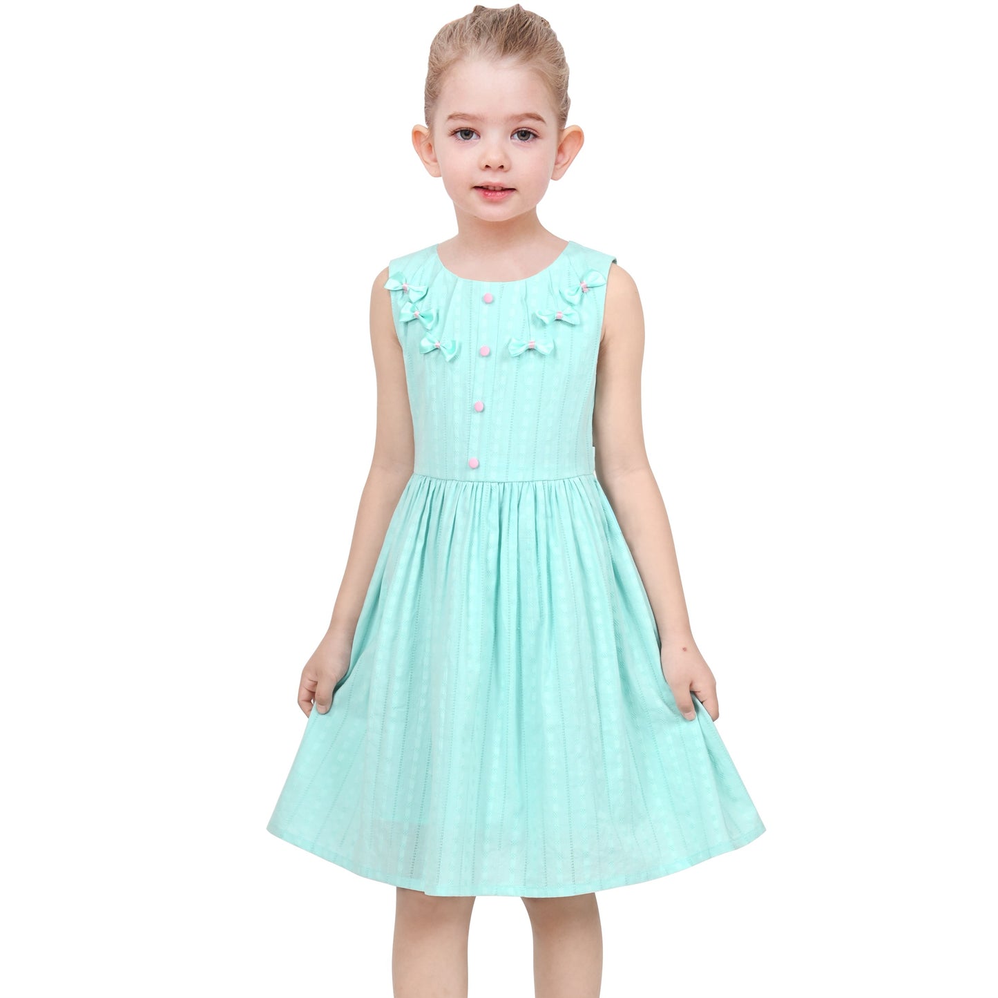 Flower Girls Dress Lace Trim Bow Communion Wedding Baptism Ceremony Birthday Formal Blue