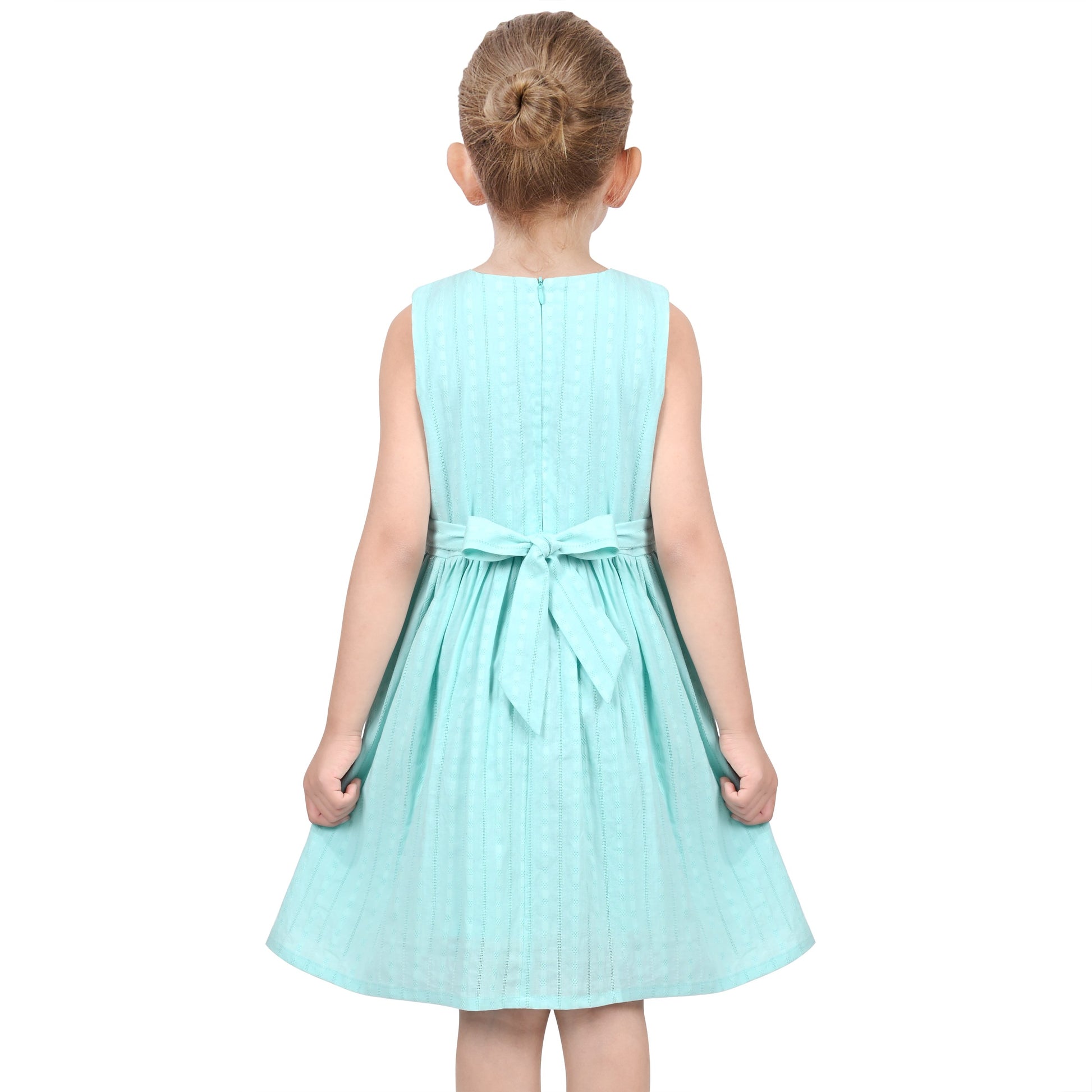Flower Girls Dress Lace Trim Bow Communion Wedding Baptism Ceremony Birthday Formal Blue