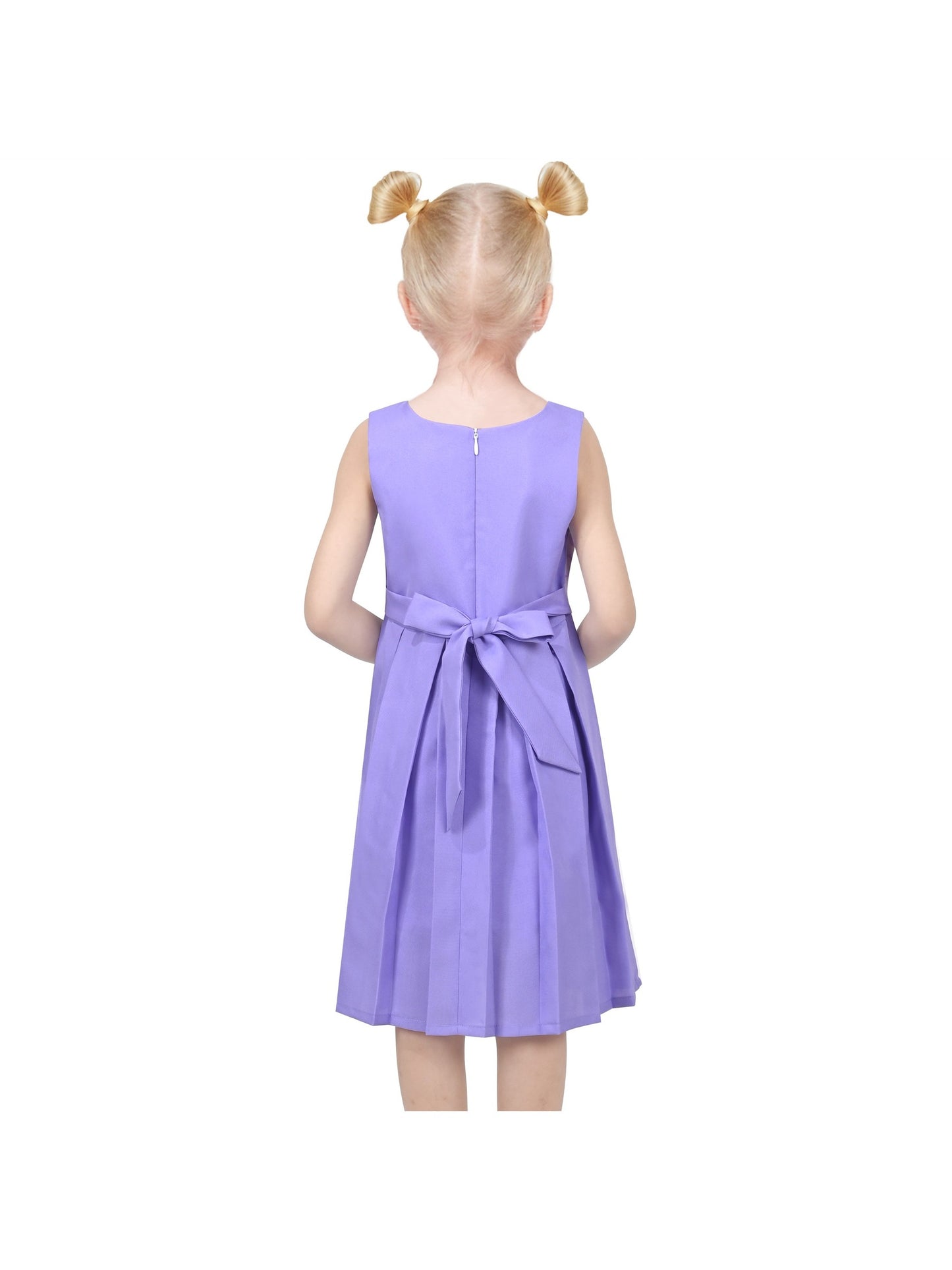 Girls Dress Color Block Contrast Bow Tie Everyday Party Purple
