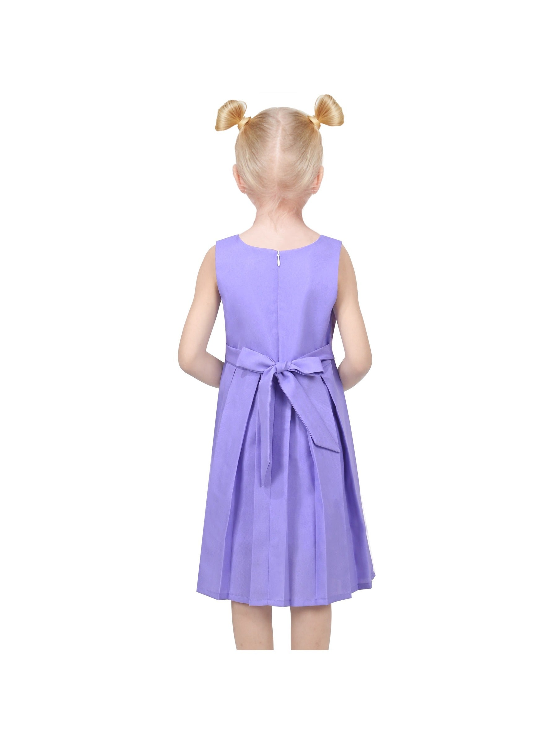 Girls Dress Color Block Contrast Bow Tie Everyday Party Purple