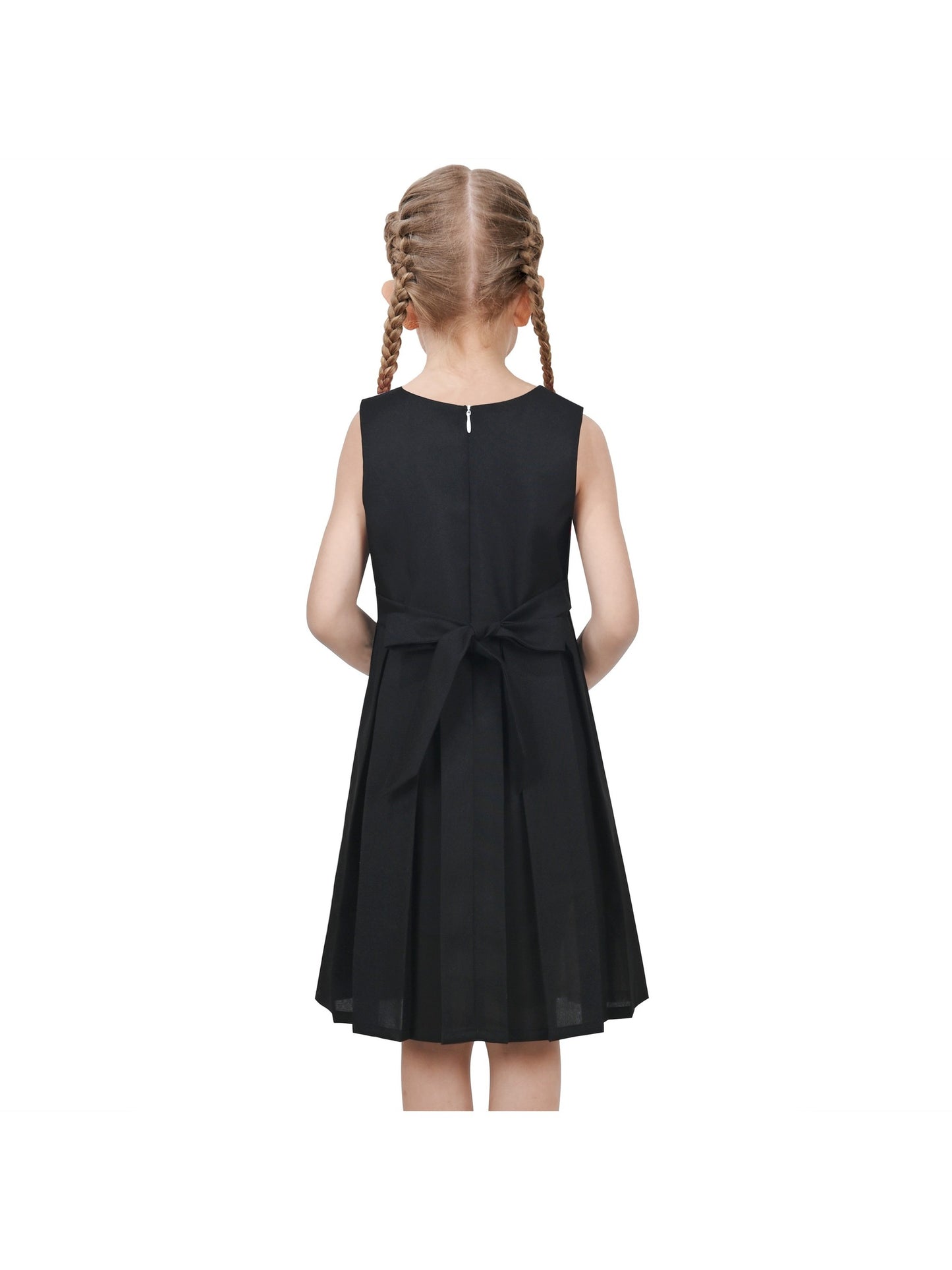 Girls Dress Color Block Contrast Bow Tie Everyday Party Black