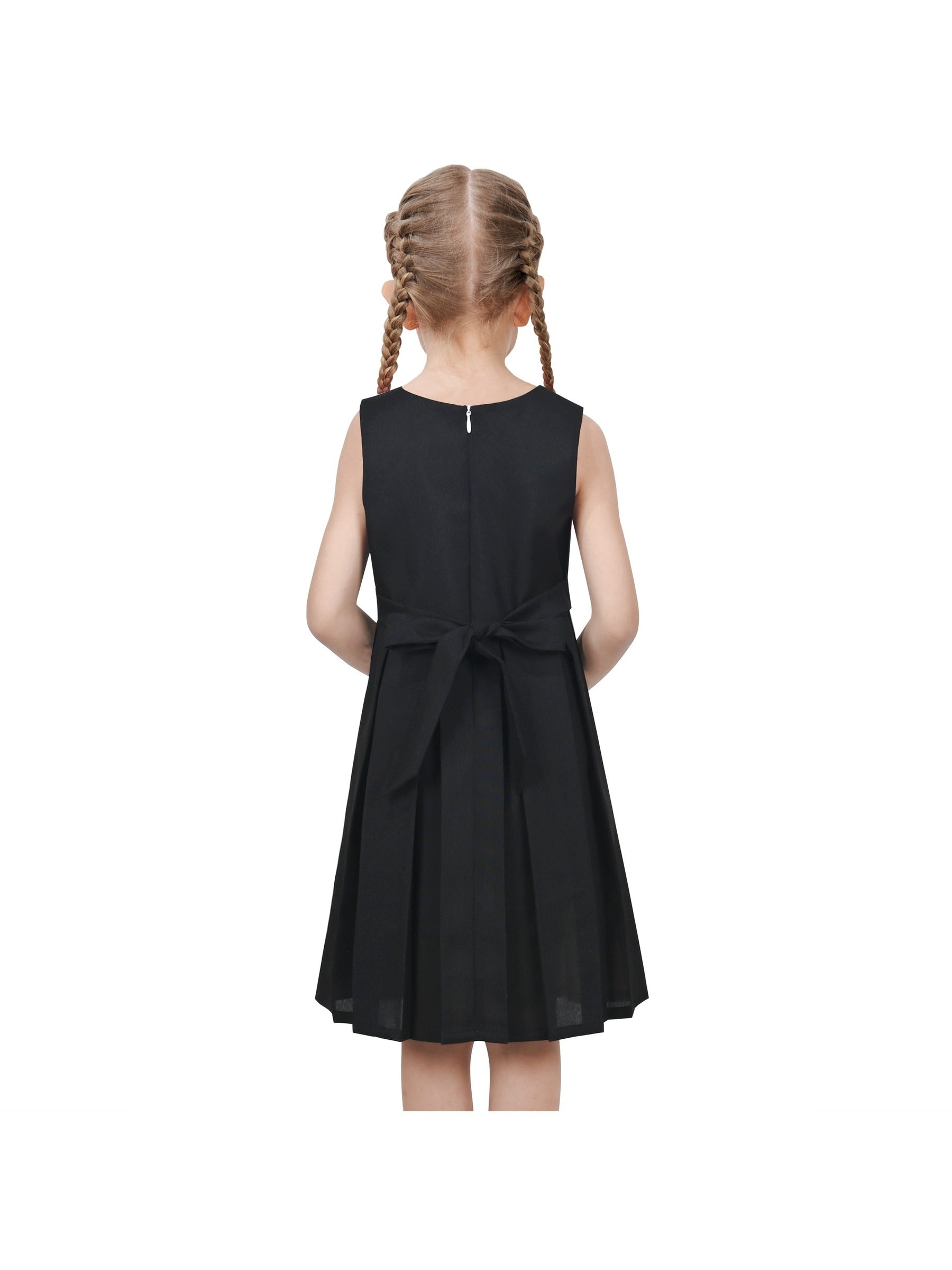 Girls Dress Color Block Contrast Bow Tie Everyday Party Black