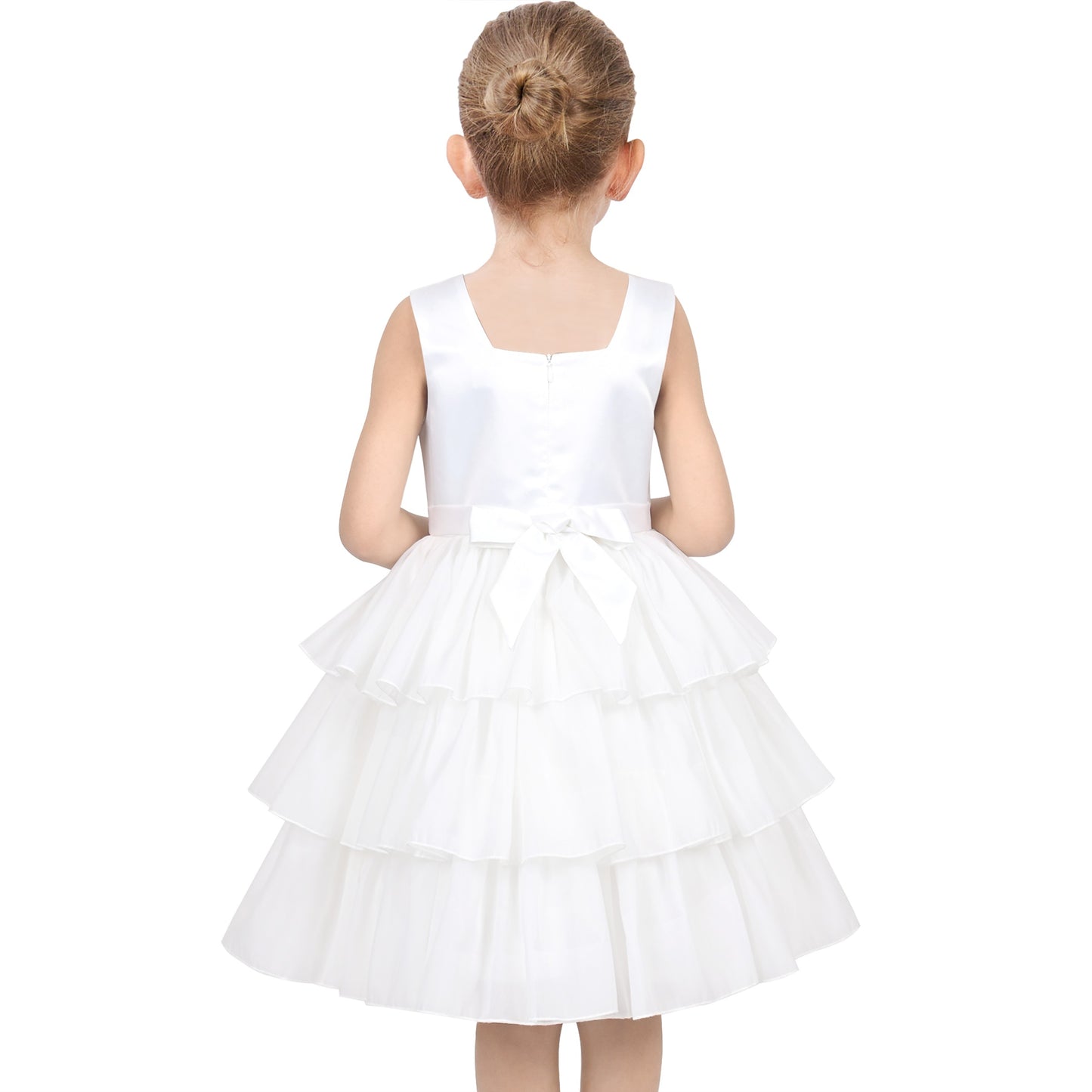 Flower Girls Dress White Wedding Pageant Bridesmaid Gown White