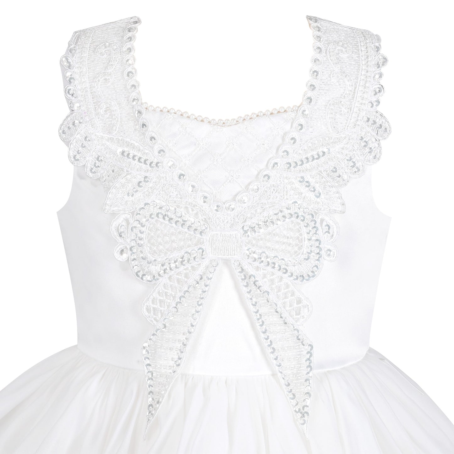 Flower Girls Dress White Wedding Pageant Bridesmaid Gown White