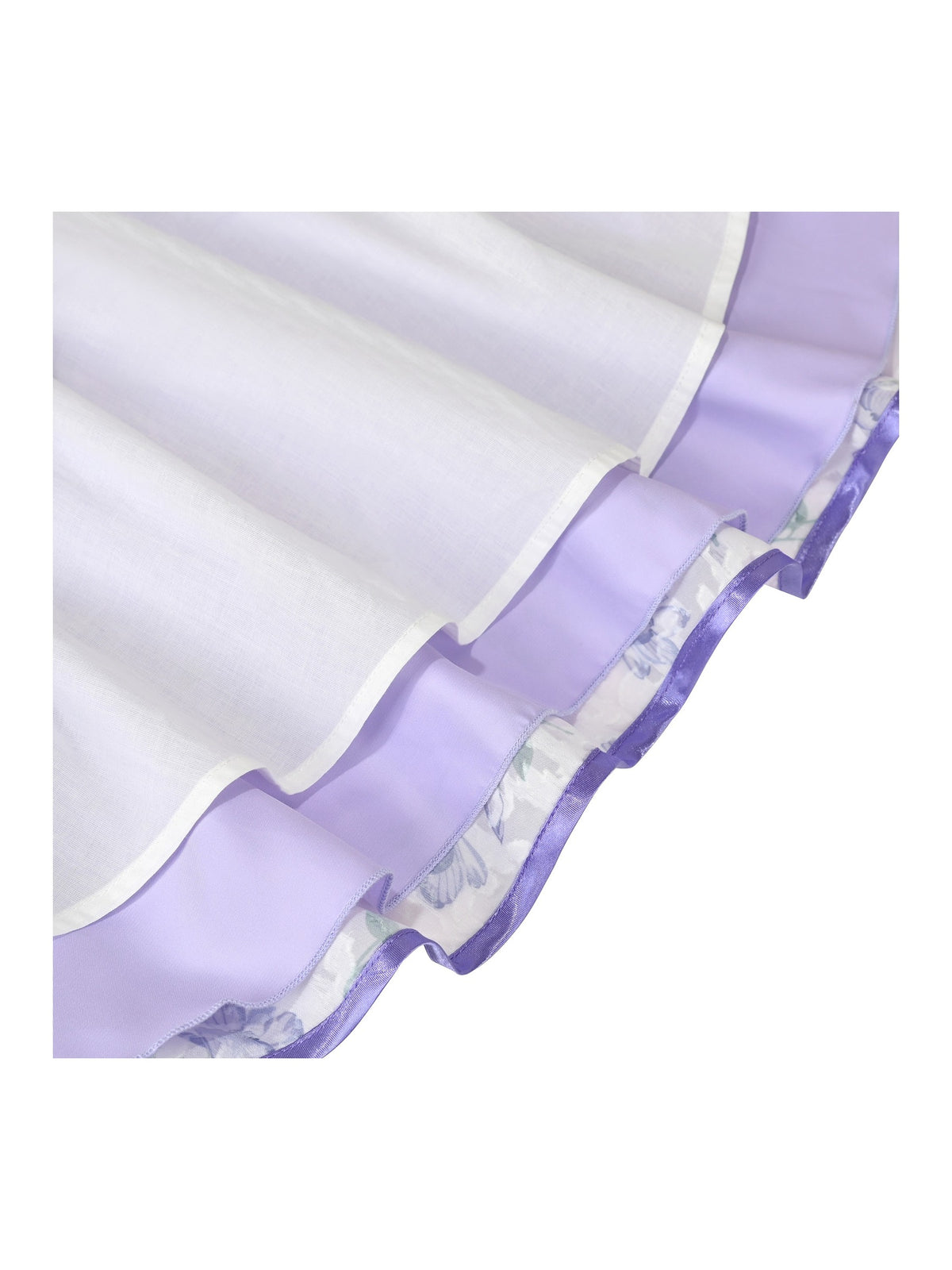 3 Layers Girls Dress Pink Flower Wave Pageant Wedding Kids Clothing - Purple Ruffle Collar